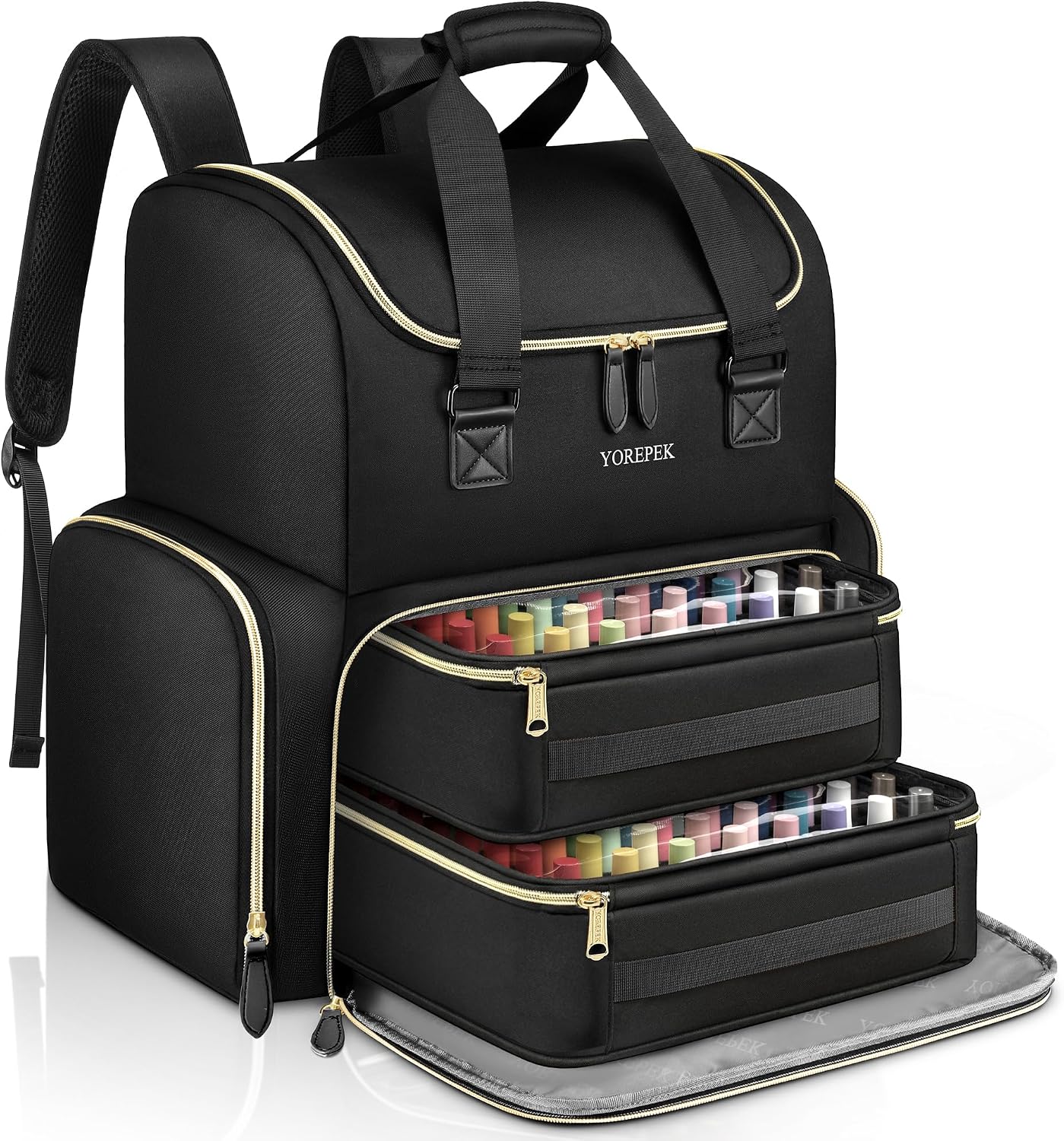 YOREPEK Large Nail Polish Organizer Case Backpack Holds 96 to 100+ Bottles