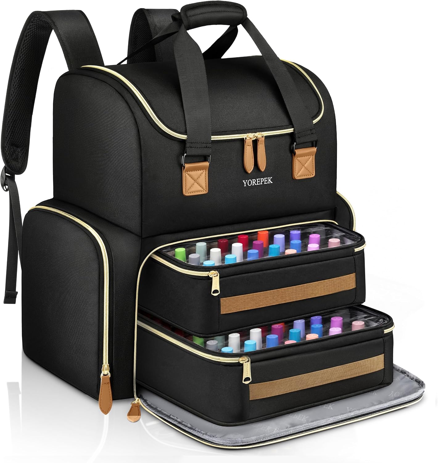 YOREPEK Large Nail Polish Organizer Case Backpack Holds 96 to 100+ Bottles