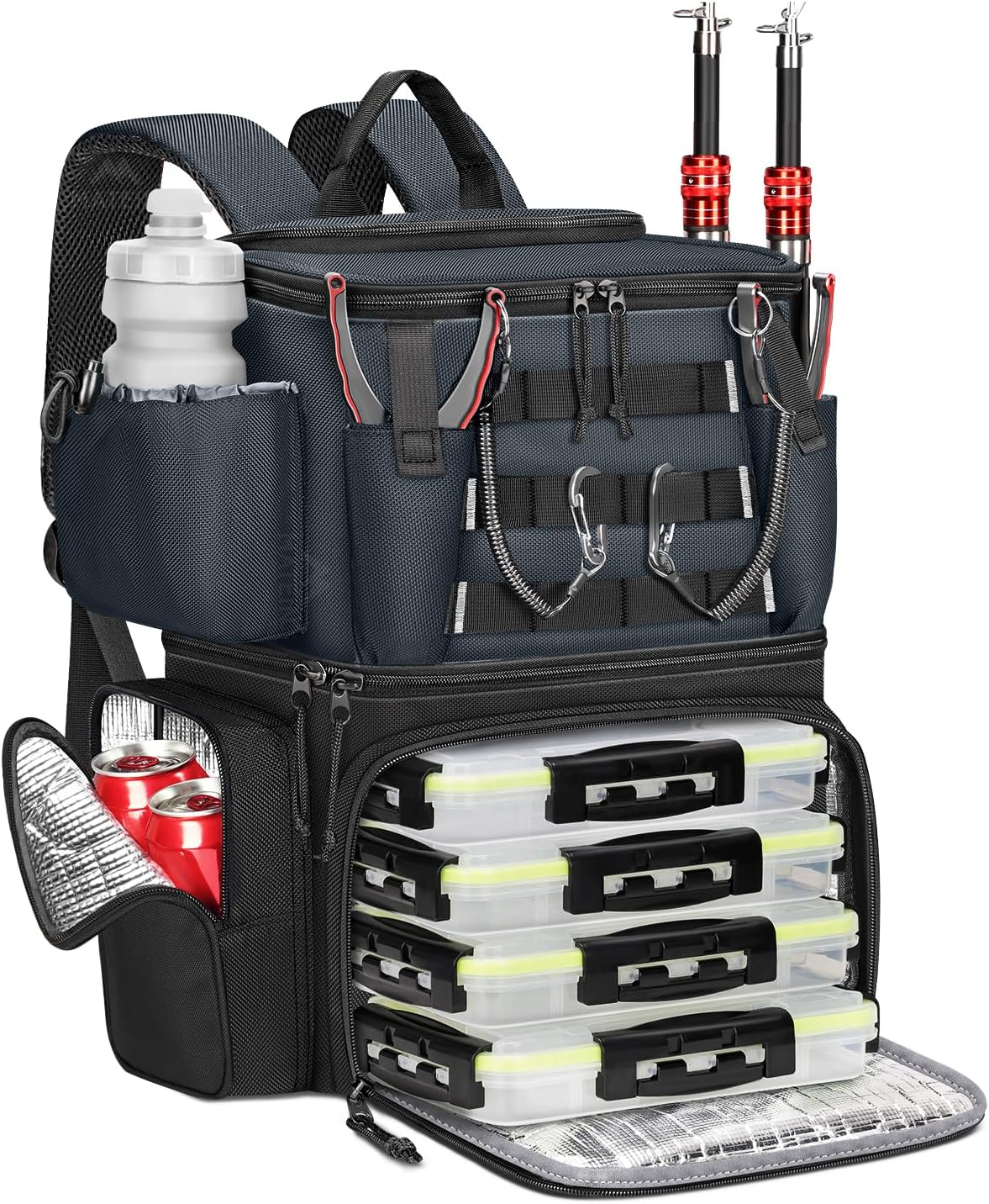 Fishing Backpack with 4 Tackle Boxes