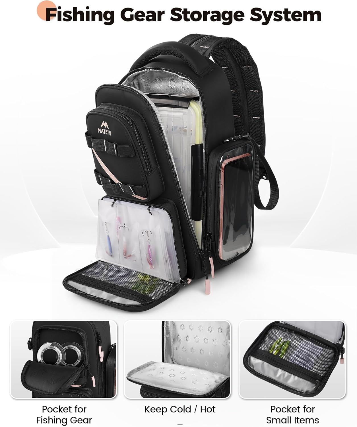 female tackle box Matein Fishing Tackle Box Backpack with Cooler
