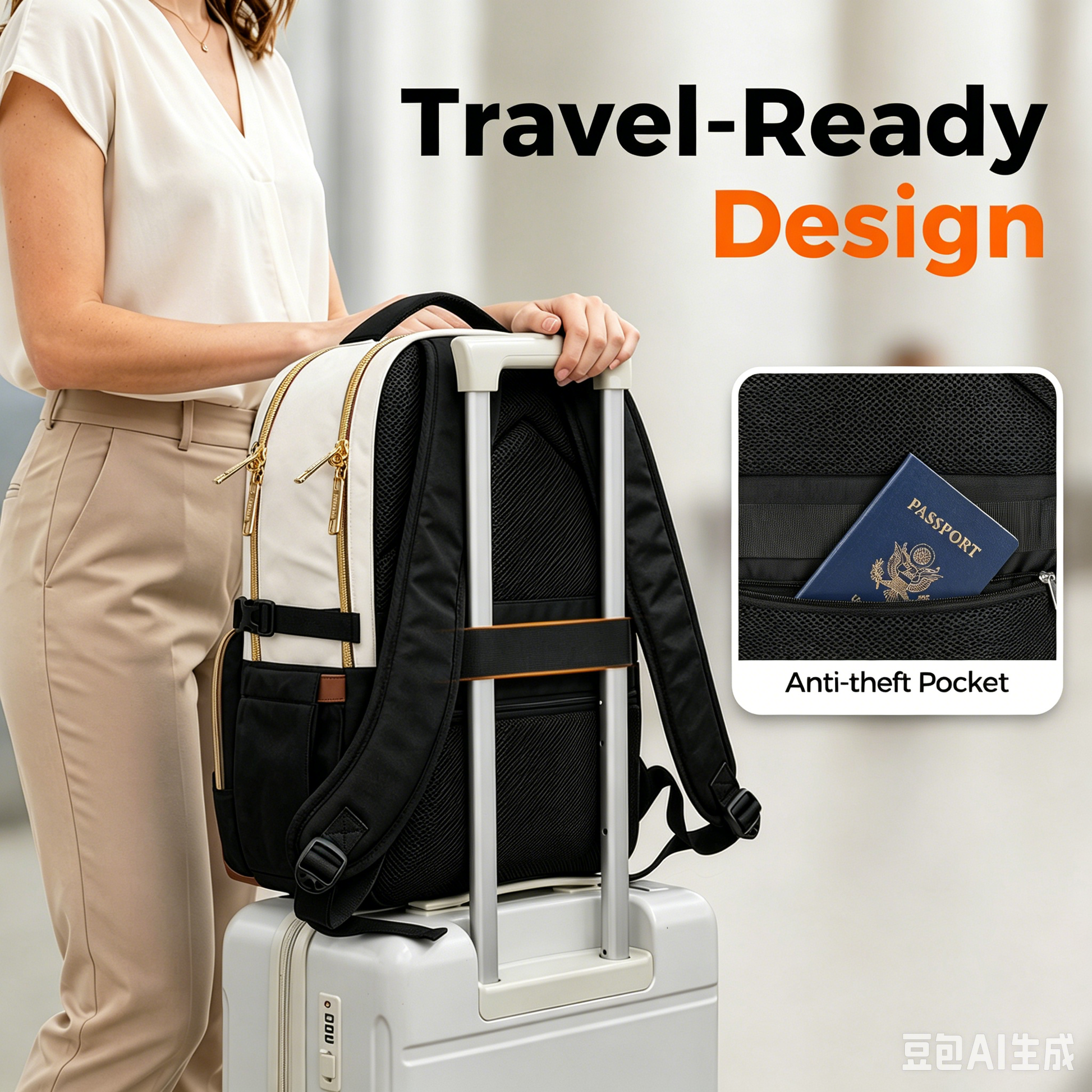 best places to find luxury laptop backpack for womens work LOVEVOOK Women with Pouch Pocket for Large Capacity Cup,15.6 Inch Laptop Computer Bag Travel Backpack Purse,Waterproof Business Backpack College Teacher Bags,Beige-Black-Brown : Electronics with laptop compartment Women's Laptop Backpacks - Stylish