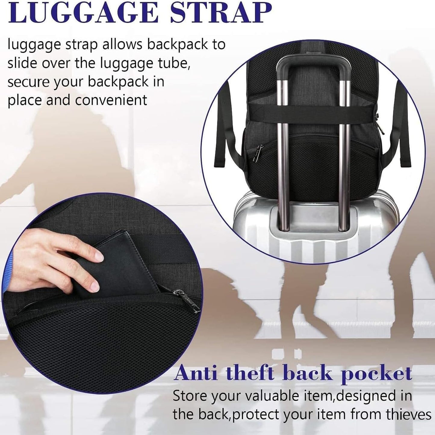 MATEIN Mochila Portatil Hombre Impermeable, Mochila Ordenador Portatil 15.6