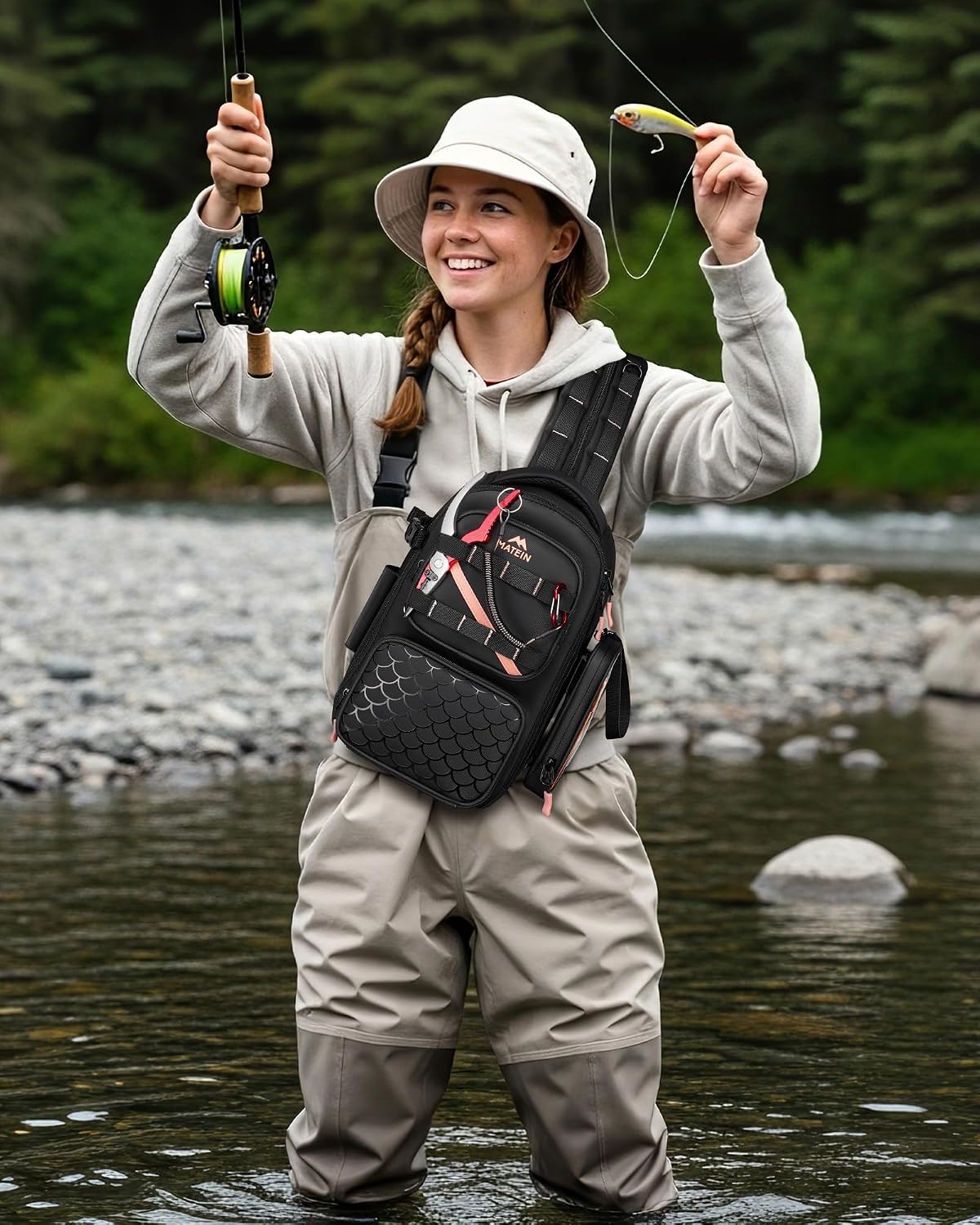 MATEIN Fishing Sling Bag with Phone Pouch