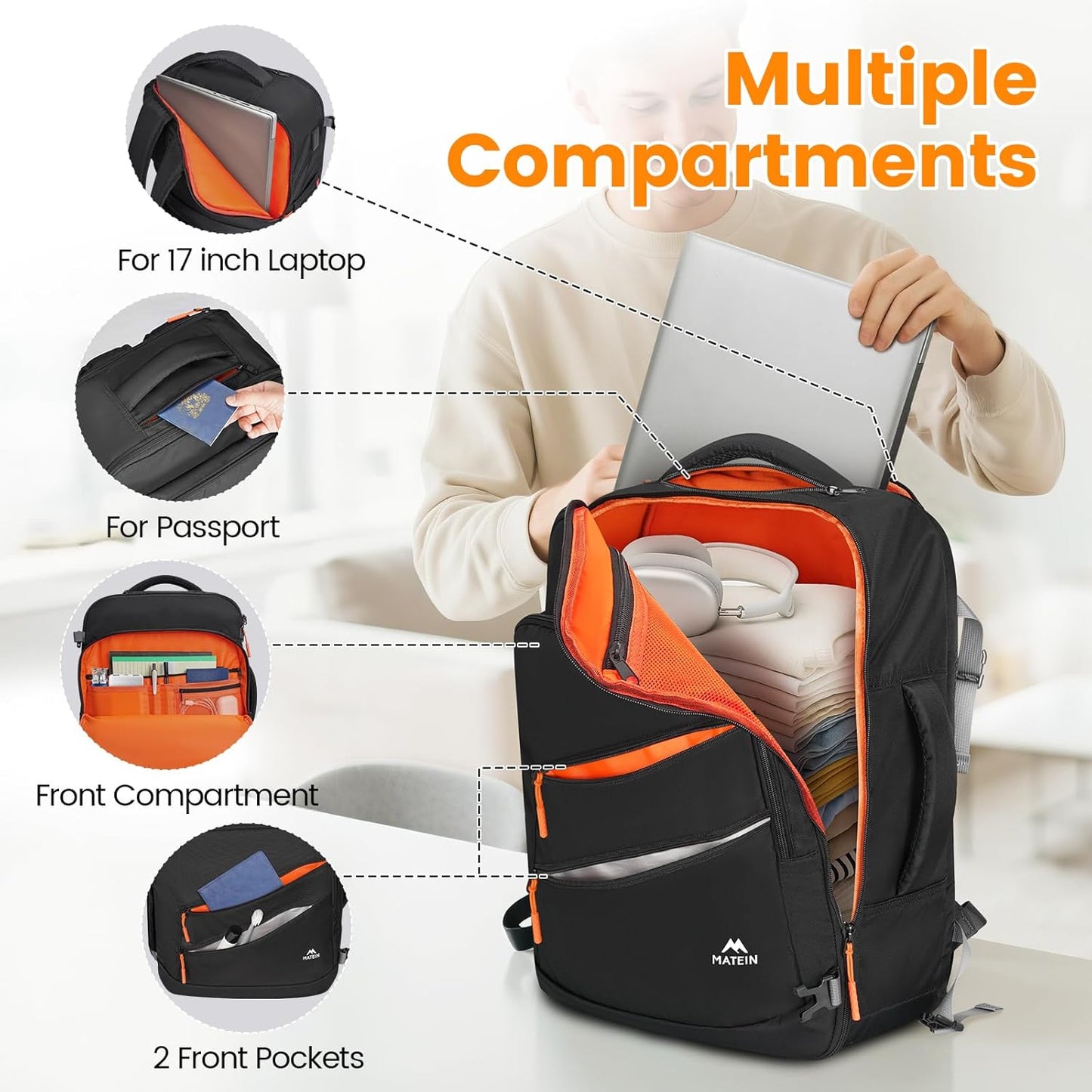 Matein Carry-on Travel Backpack