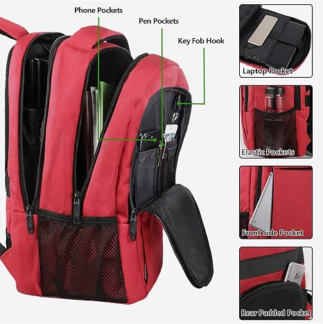 Red Mlassic Travel Laptop Backpack