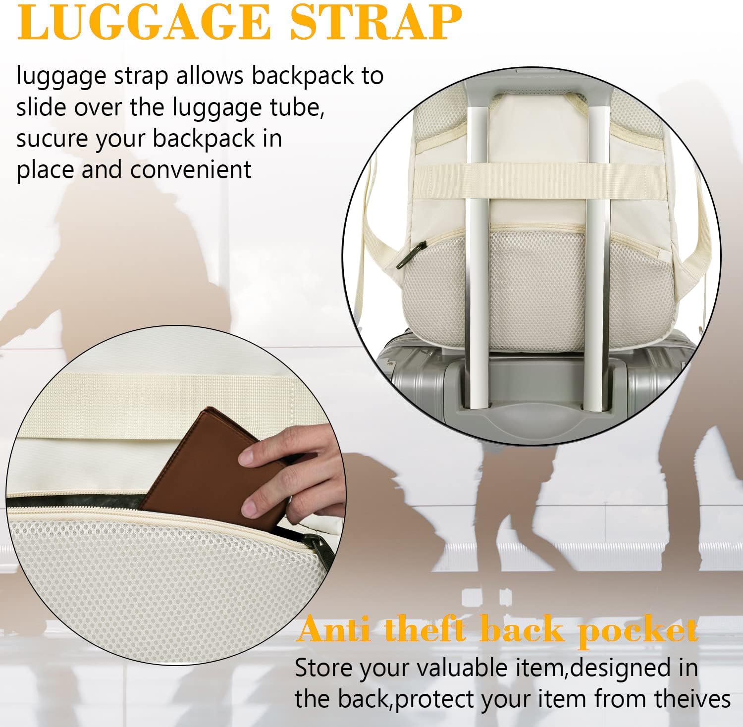 best place to place laptop in backpack Beige Mlassic Laptop Backpack