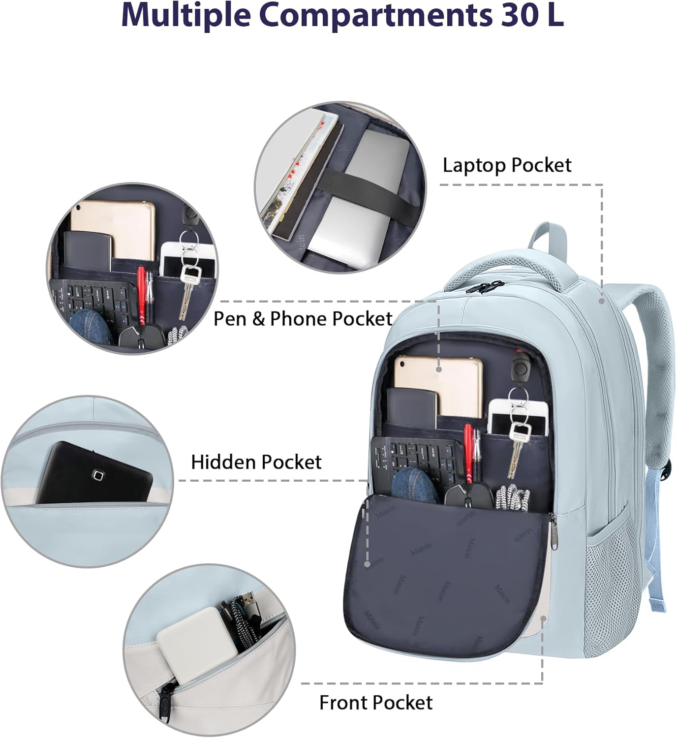 NTE Laptop Backpack, Blue & Beige