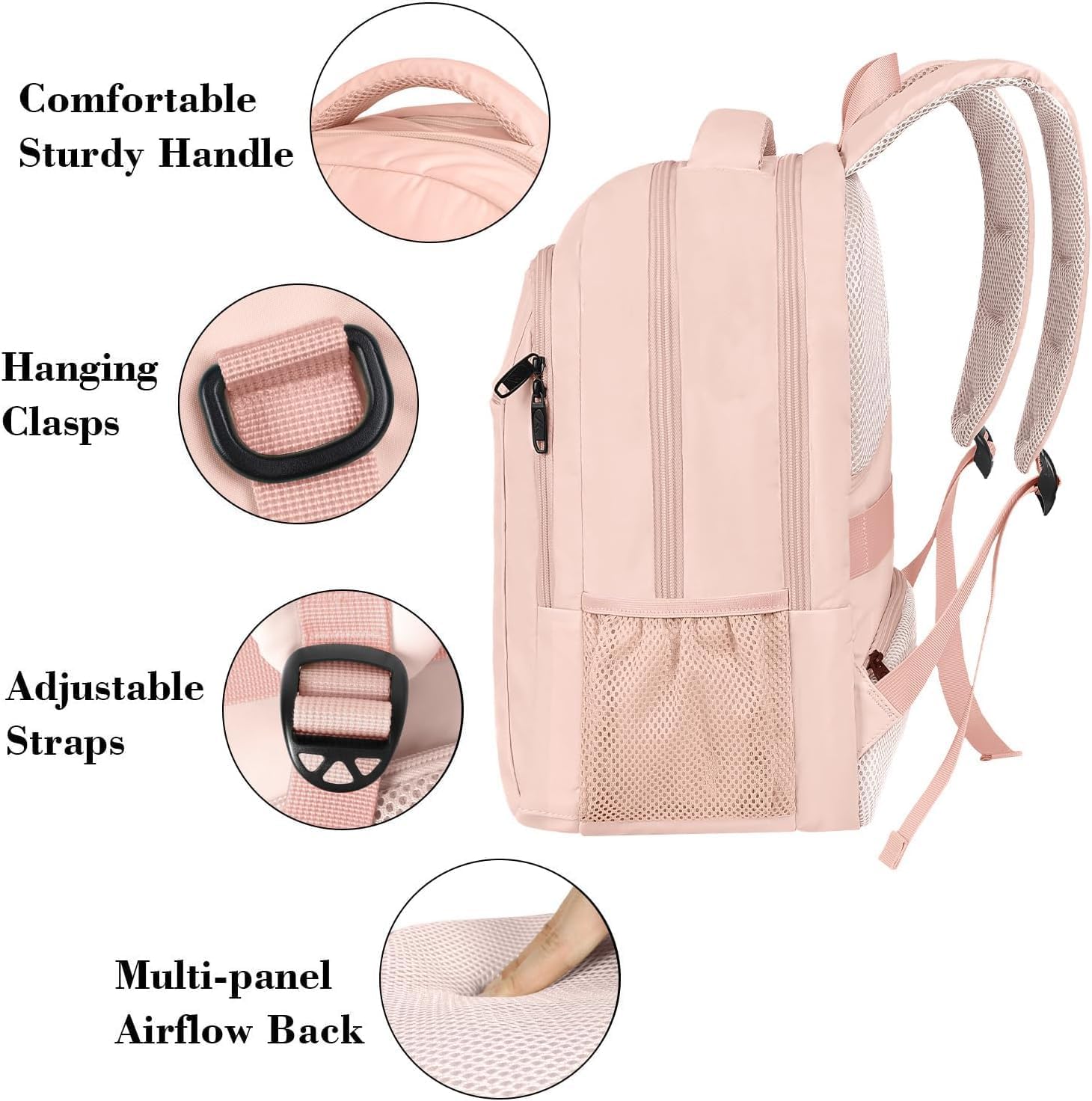 Light Pink Mlassic Travel Laptop Backpack Light Pink Mlassic Travel Laptop Backpack