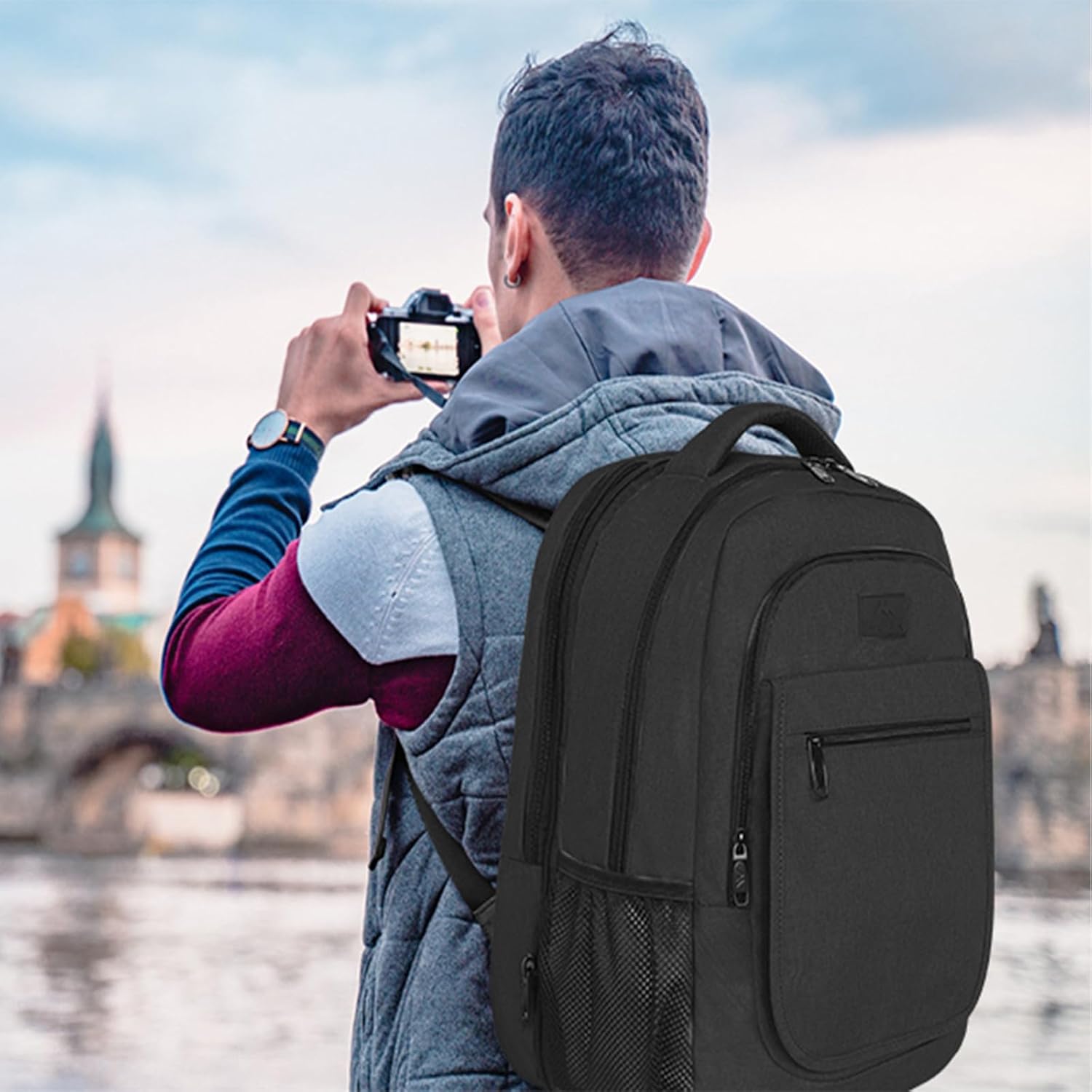 backpack travel laptop Matein Expandable College Bookbag Travel Laptop Backpack