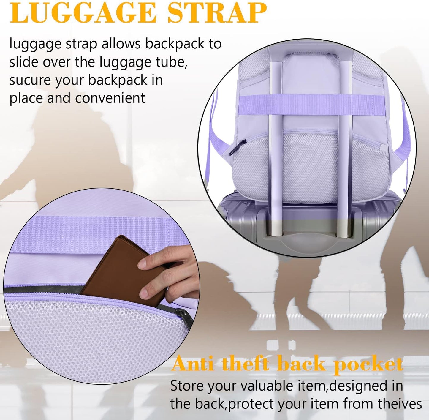 Lavender Purple Mlassic Travel Laptop Backpack