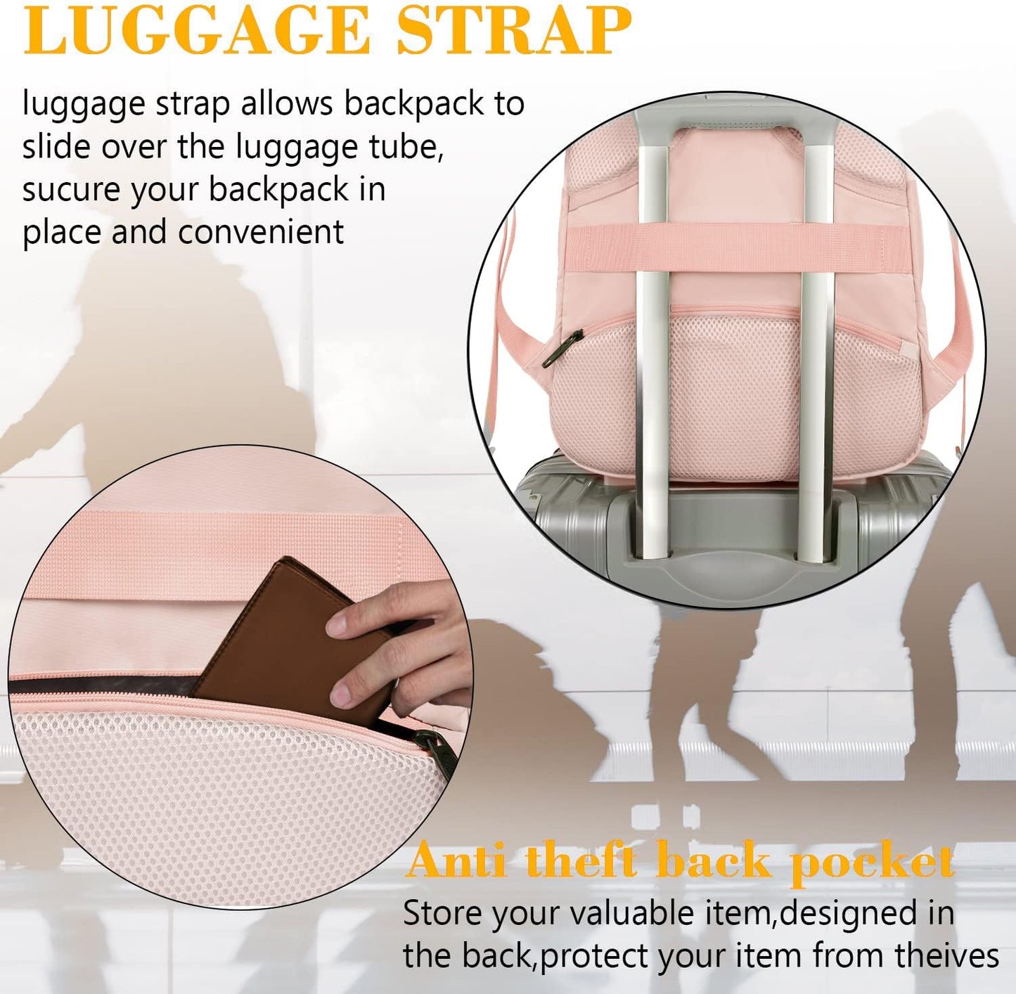 Light Pink Mlassic Travel Laptop Backpack