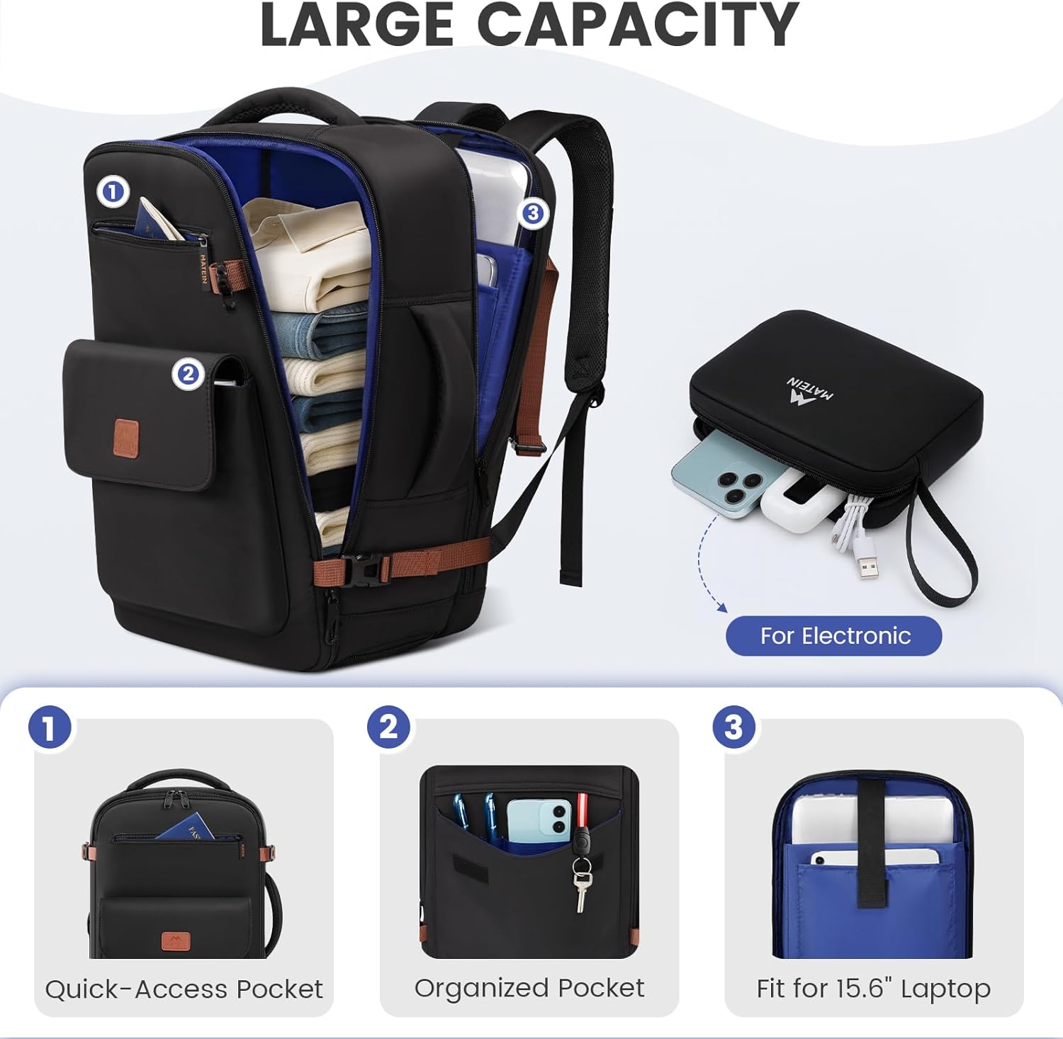 backpack to fit laptop Matein Carry-on Travel Backpack