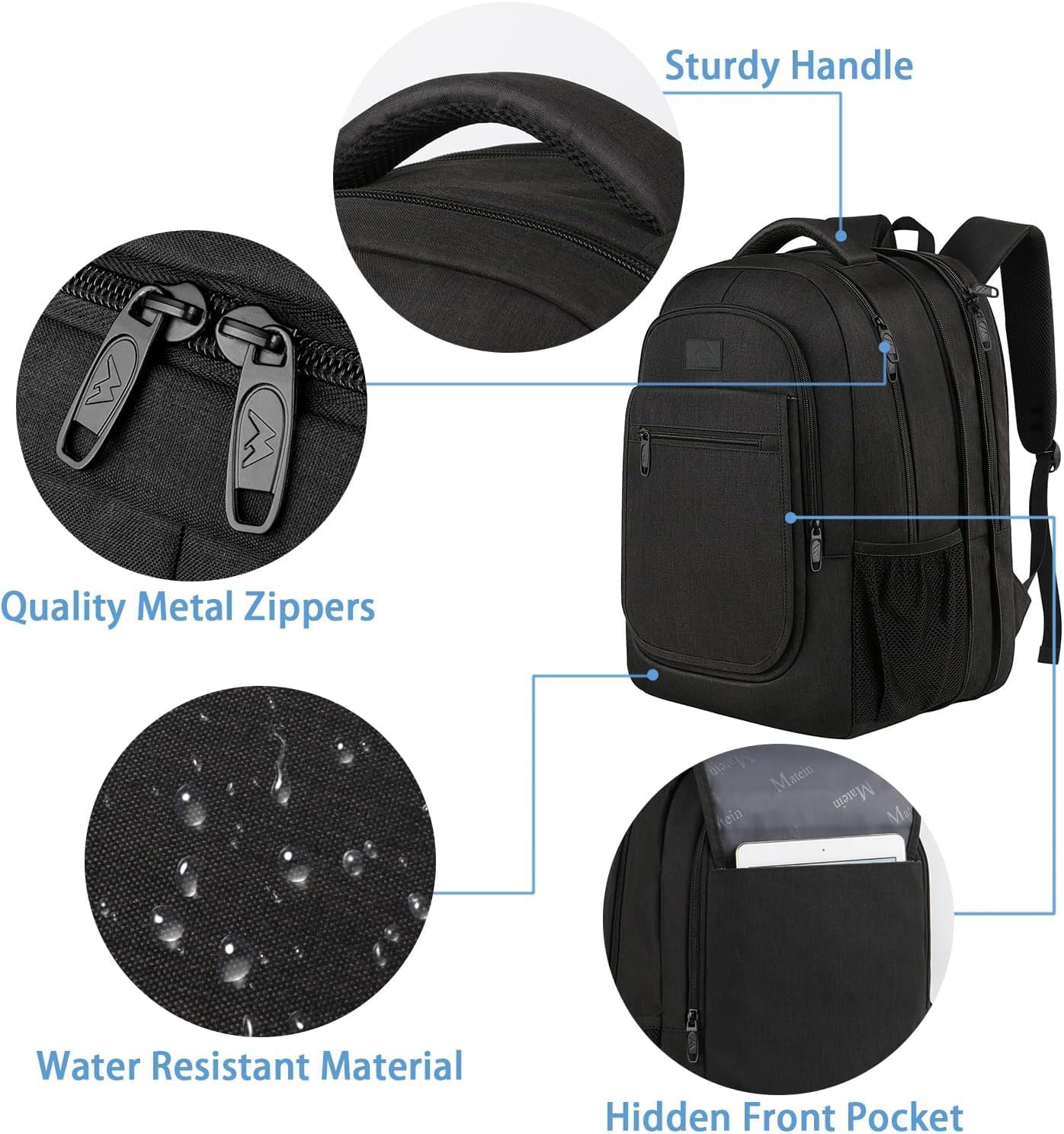backpack laptop 17.3 inch hidden pockets Matein Expandable College Bookbag Travel Laptop Backpack