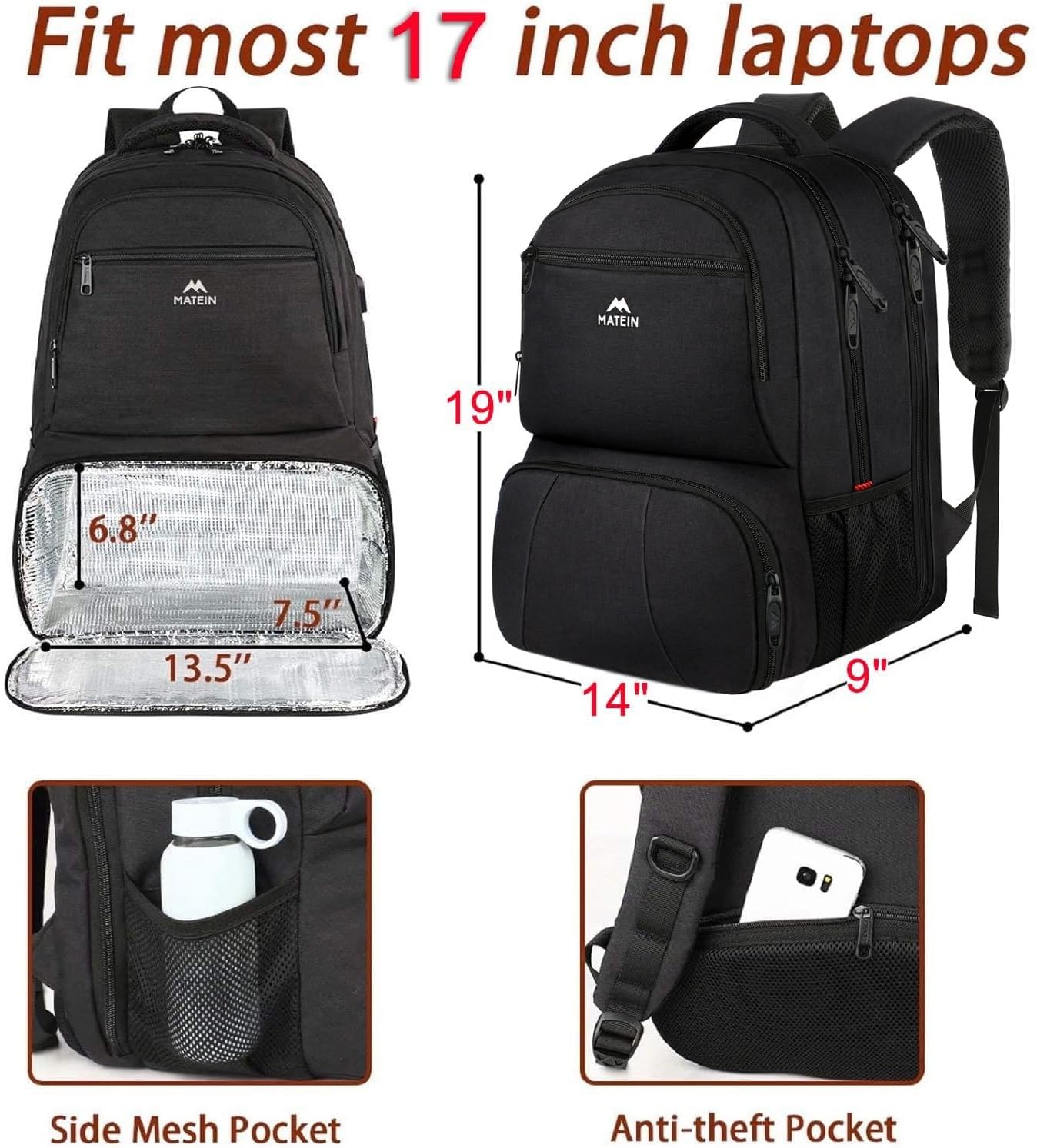 backpack for 2 17 laptops Backpack Lunchbox|Lunch Backpack|Bookbag with Lunch Box