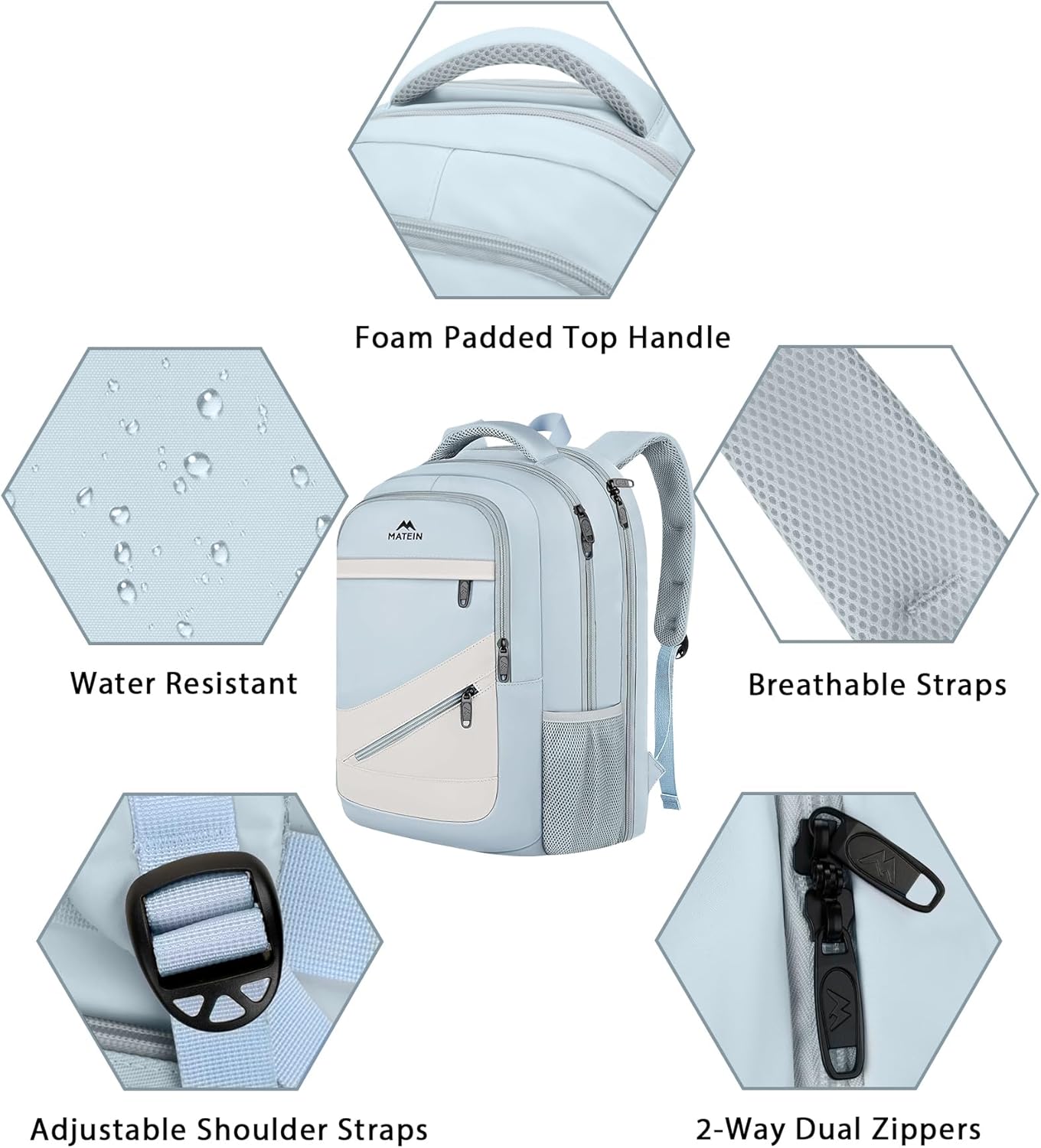 NTE Laptop Backpack, Blue & Beige
