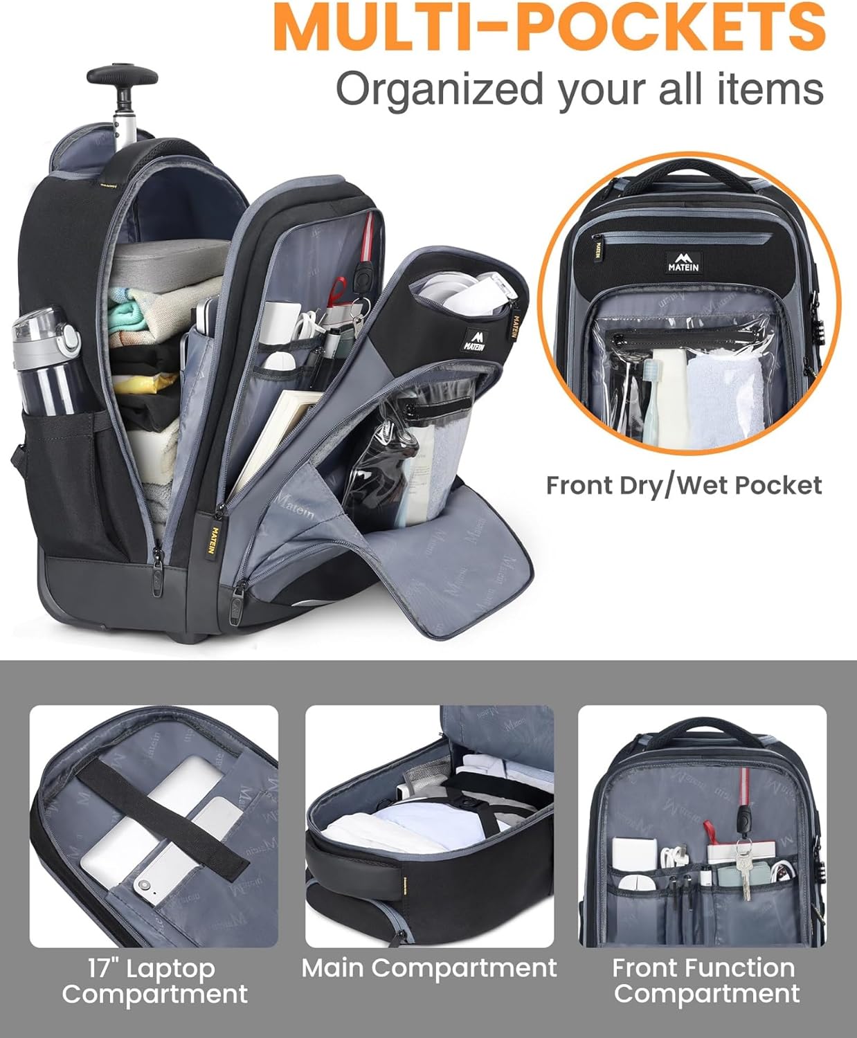 17 laptop rolling backpack Two In One With Wheels And Backpack Convertible Design For Travel And Work Fits Inch Water Resistant Carry On Luggage With 1 rolling backpack with wheels and convertible design 17 Rolling Backpack with Wheels