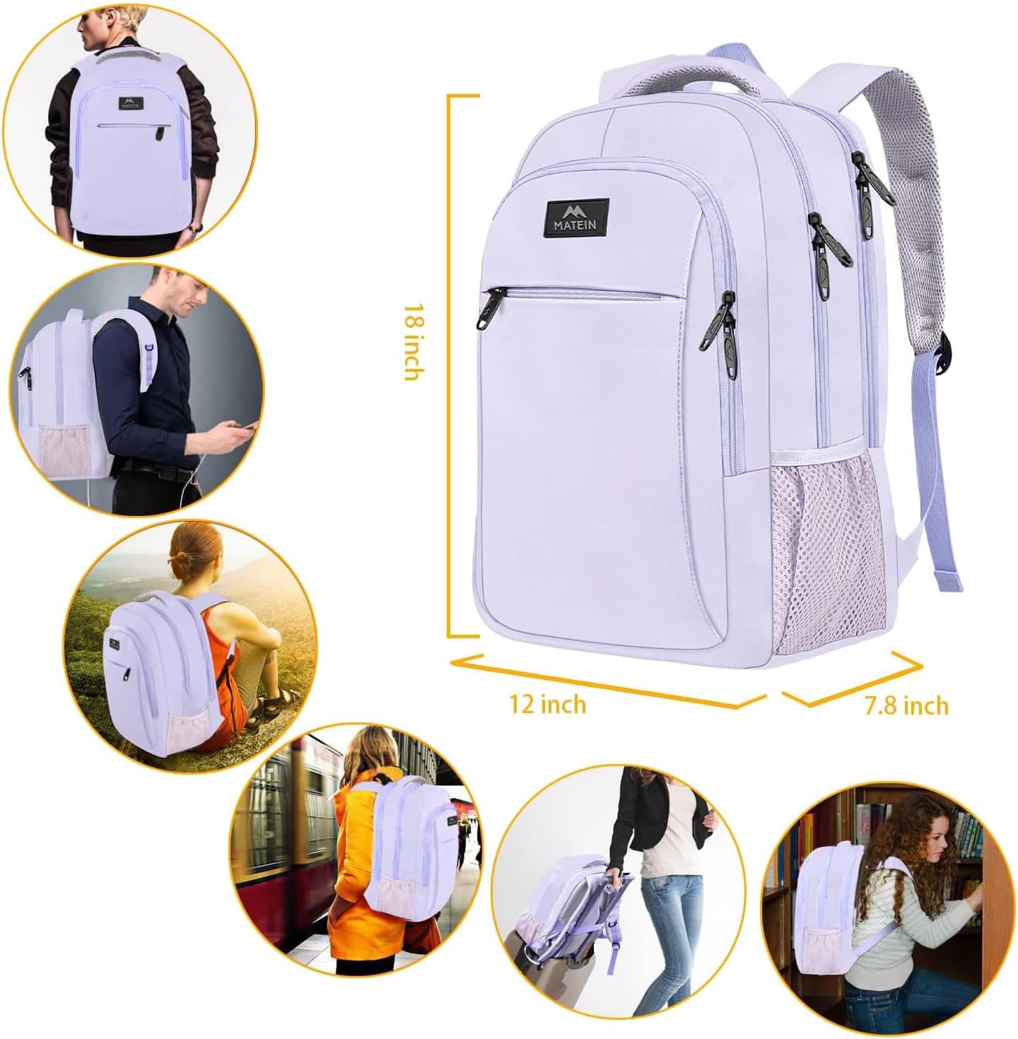 amt tech gear 21 l laptop backpack purple Lavender Purple Mlassic Travel Laptop Backpack