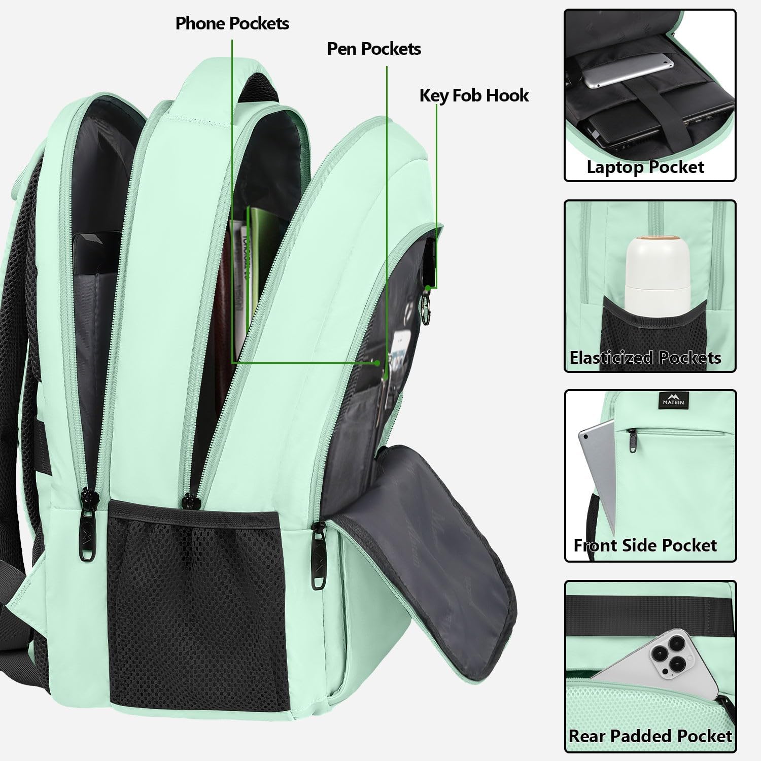 Mint Green Mlassic Travel Laptop Backpack