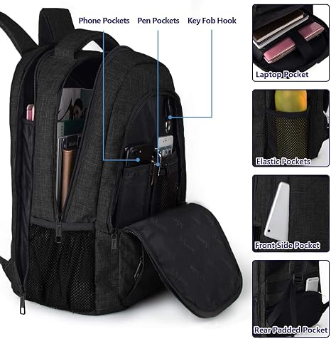 Black Mlassic Travel Laptop Backpack