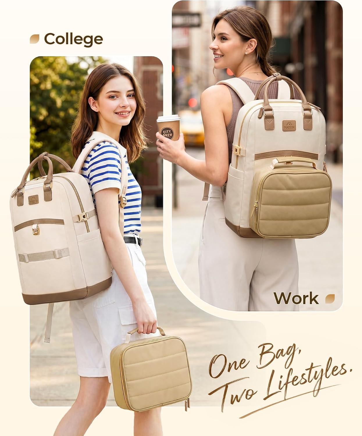 MATEIN Women Lunch Box Laptop Backpack