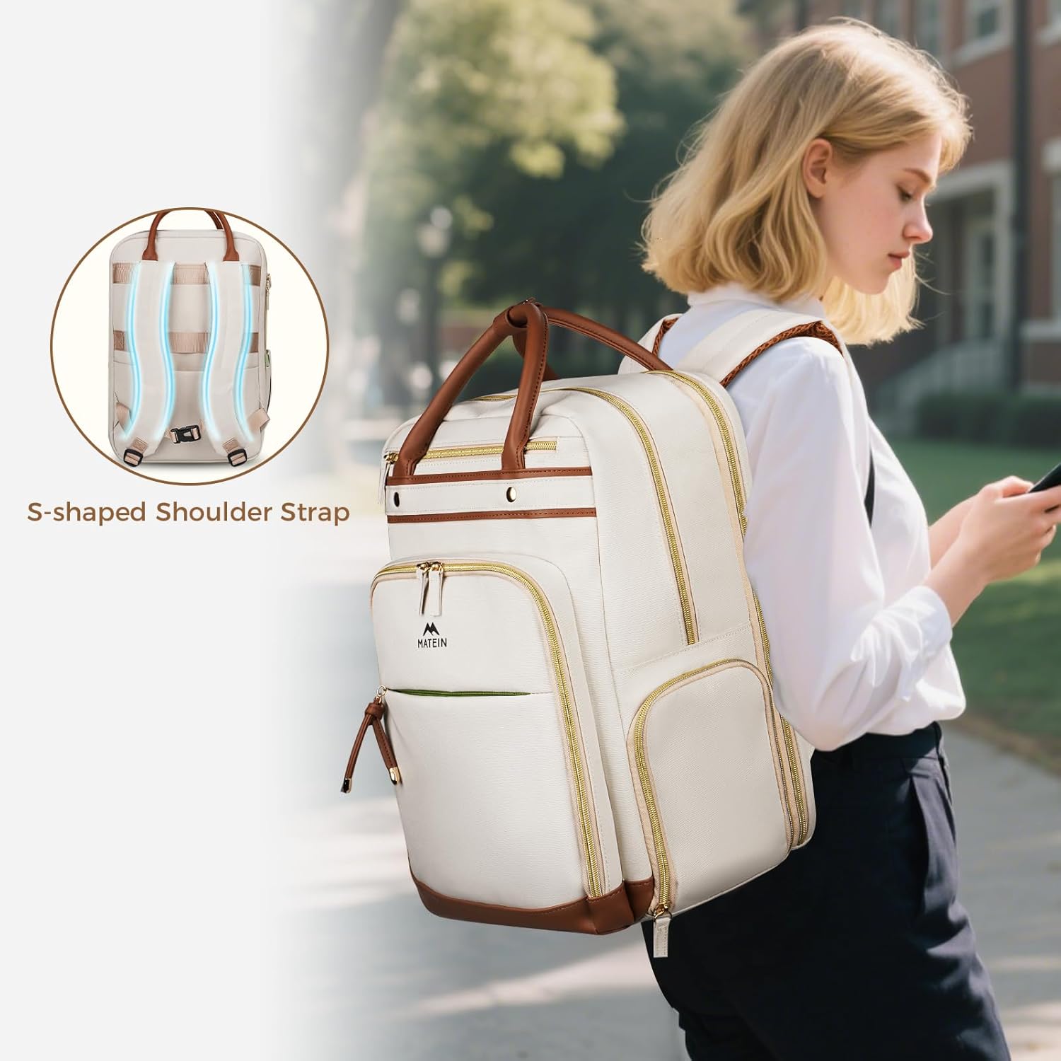 Matein Mlassic Travel Laptop Backpack with USB Charging Port