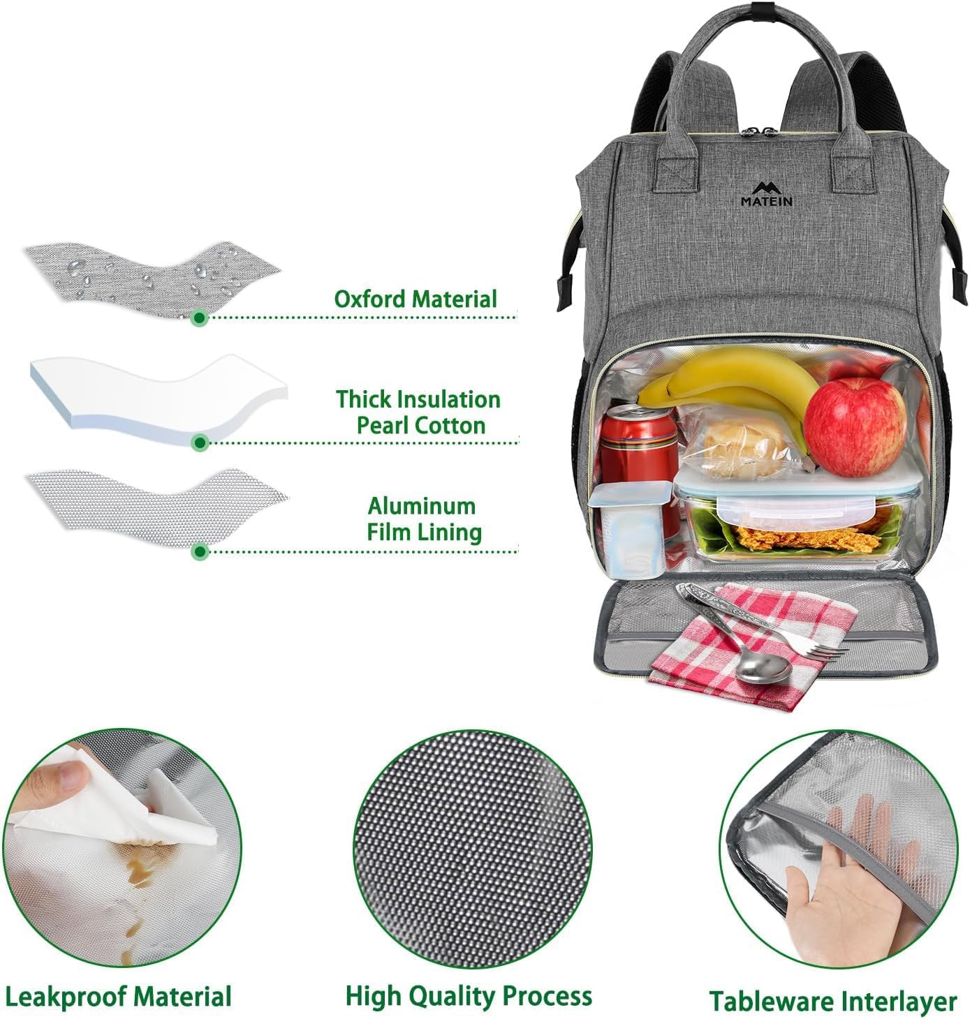 backpack with food storage cooler laptop Matein Lunch Box Laptop Backpack