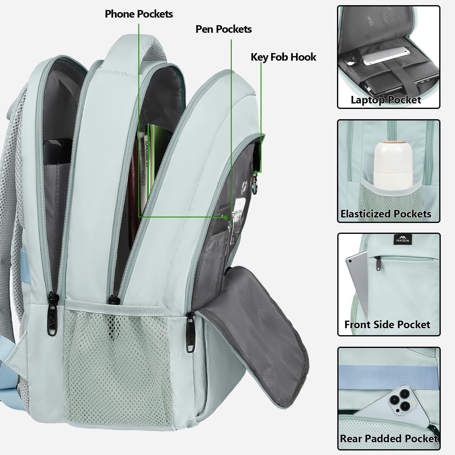 Light Blue Mlassic Travel Laptop Backpack Light Blue Mlassic Travel Laptop Backpack