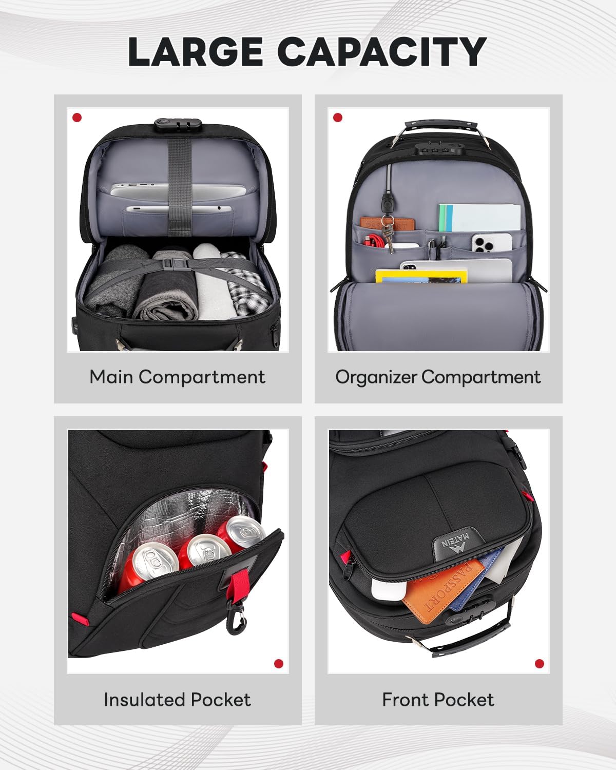 MATEIN Rolling Bag with Wheels, 17 Inch Extra Large Laptop Roller Backpack for Adults with Anti Theft Lock & USB Charging Port, Water Resistant Wheeled Bag Carry On Luggage for Teacher Work MATEIN Rolling Bag with Wheels, 17 Inch Extra Large Laptop Roller Backpack for Adults with Anti Theft Lock & USB Charging Port, Water Resistant Wheeled Bag Carry On Luggage for Teacher Work