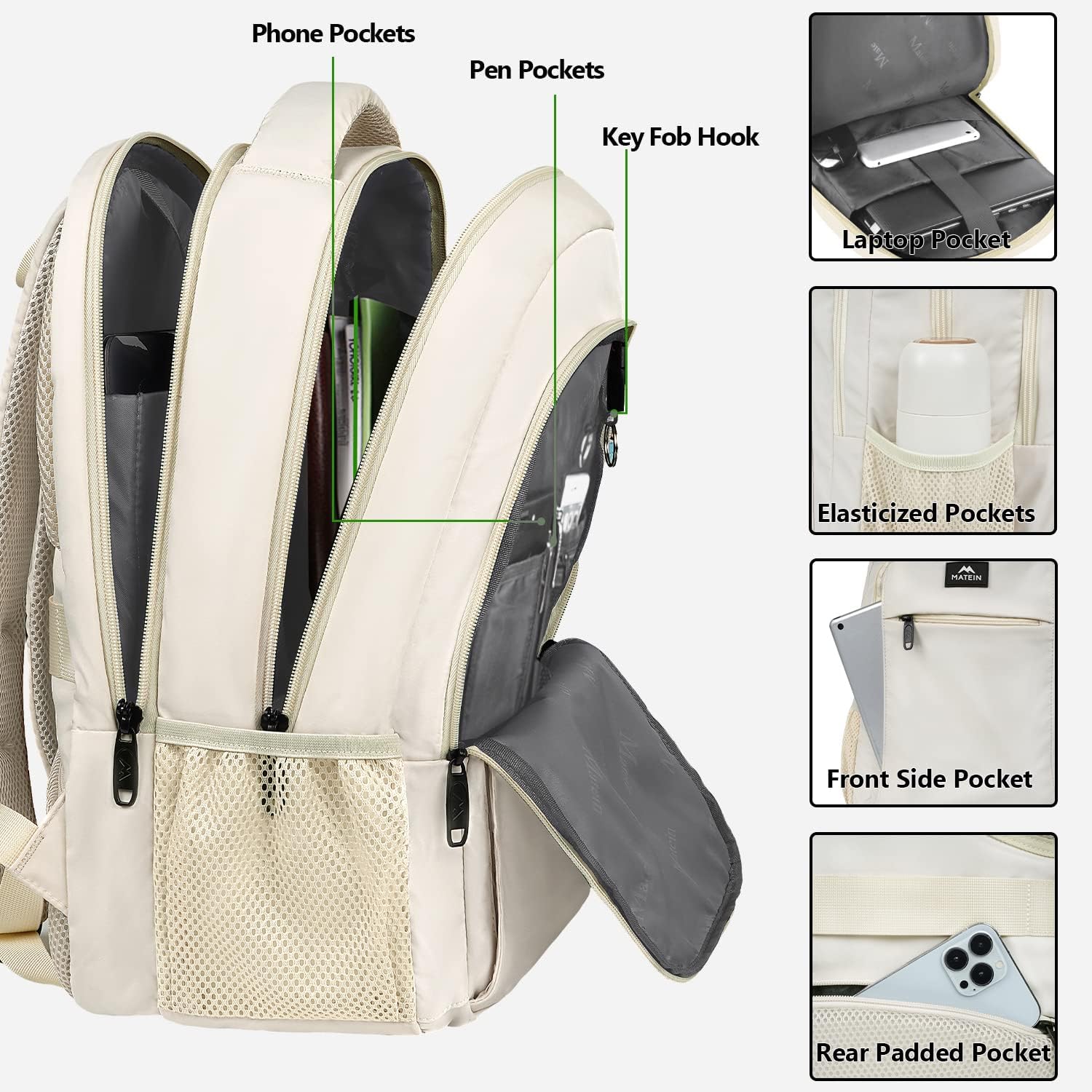 Beige Mlassic Laptop Backpack Beige Mlassic Laptop Backpack
