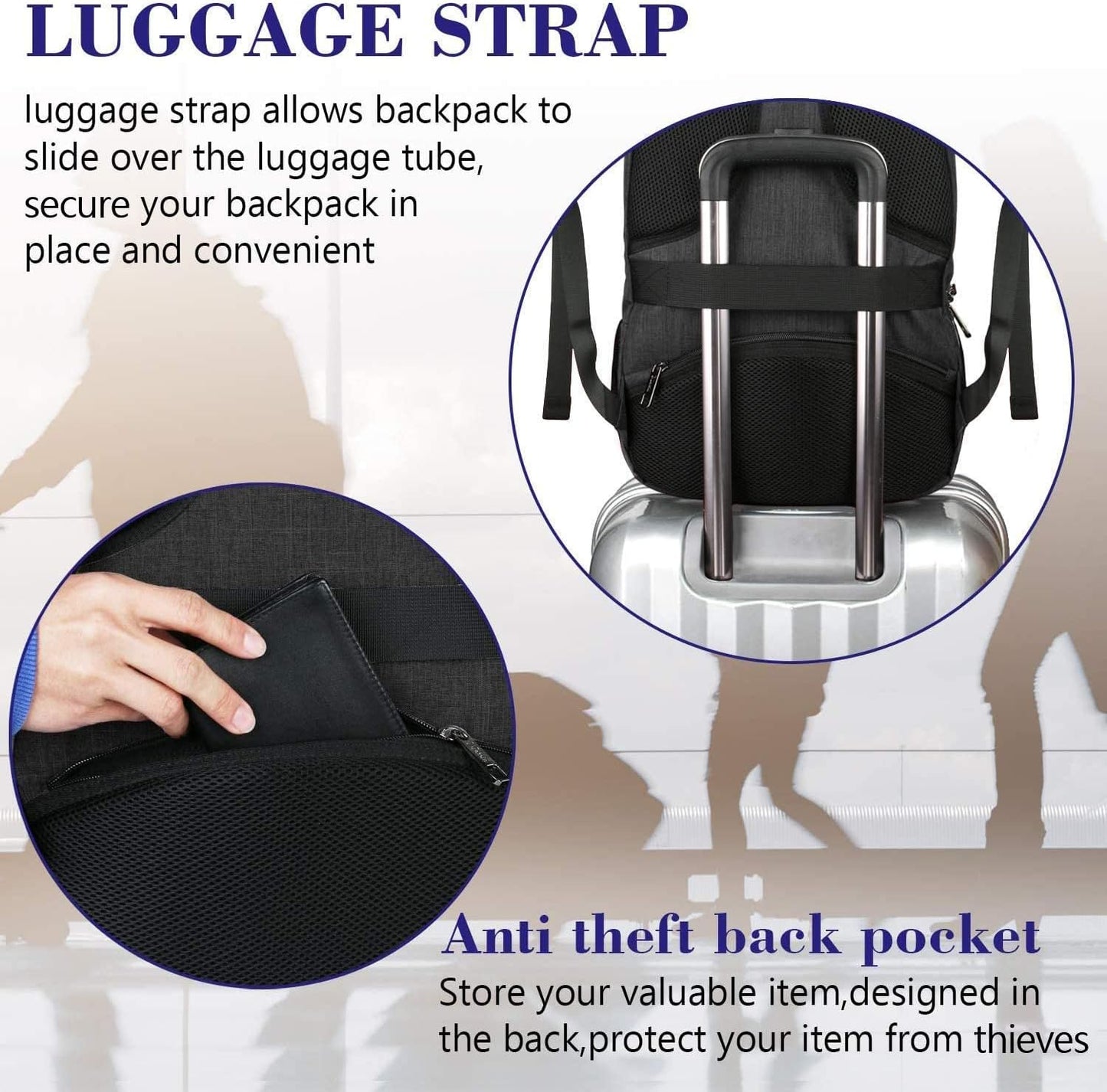 Black Mlassic Travel Laptop Backpack