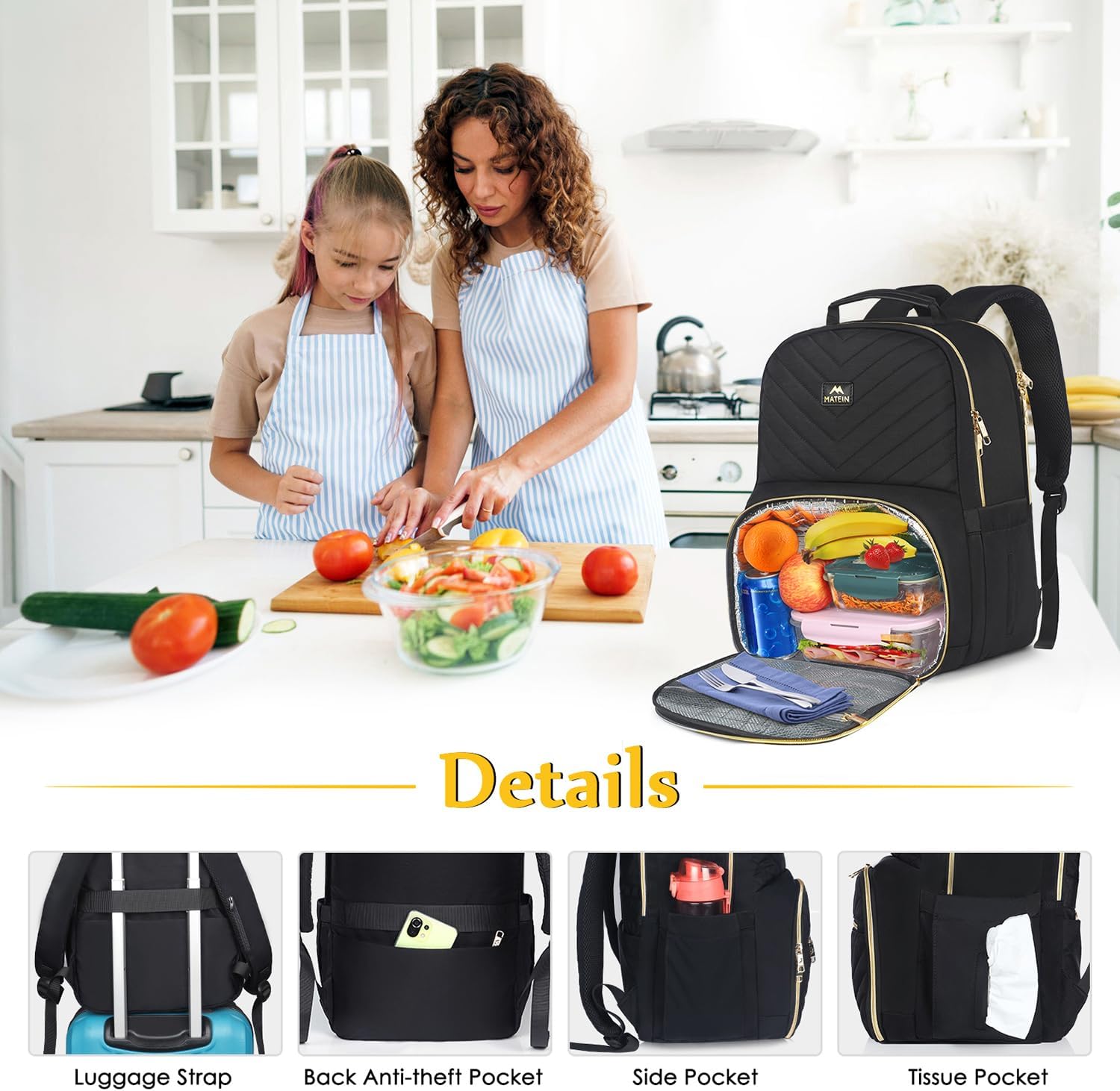 backpack with laptop cooling pocket Women Backpack with Lunch Box Compartment