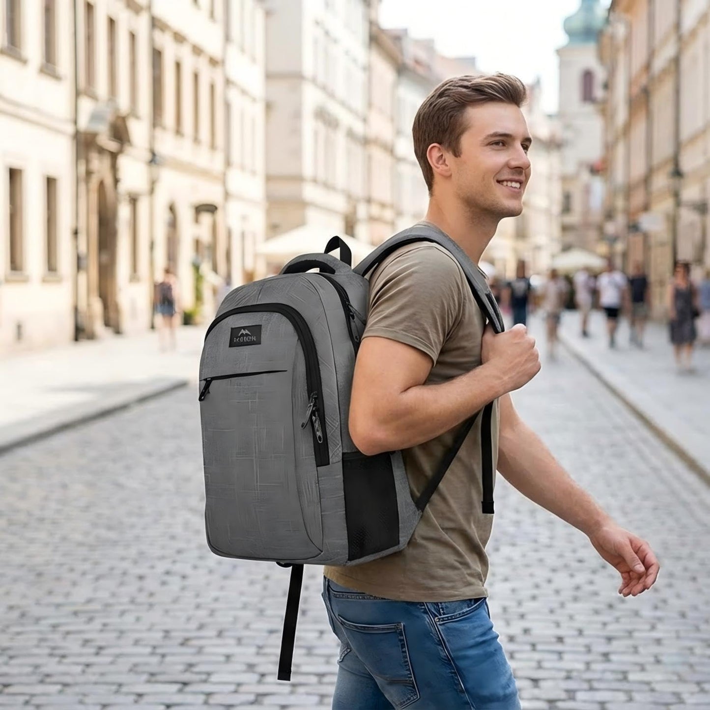 Mochila gris para portátil de 15,6 pulgadas Mlassic