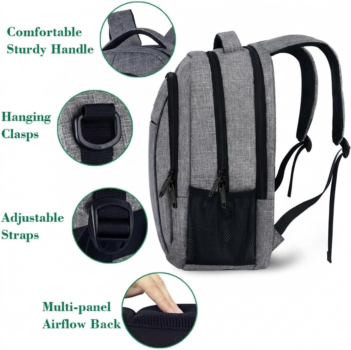 Mochila gris para portátil de 15,6 pulgadas Mlassic