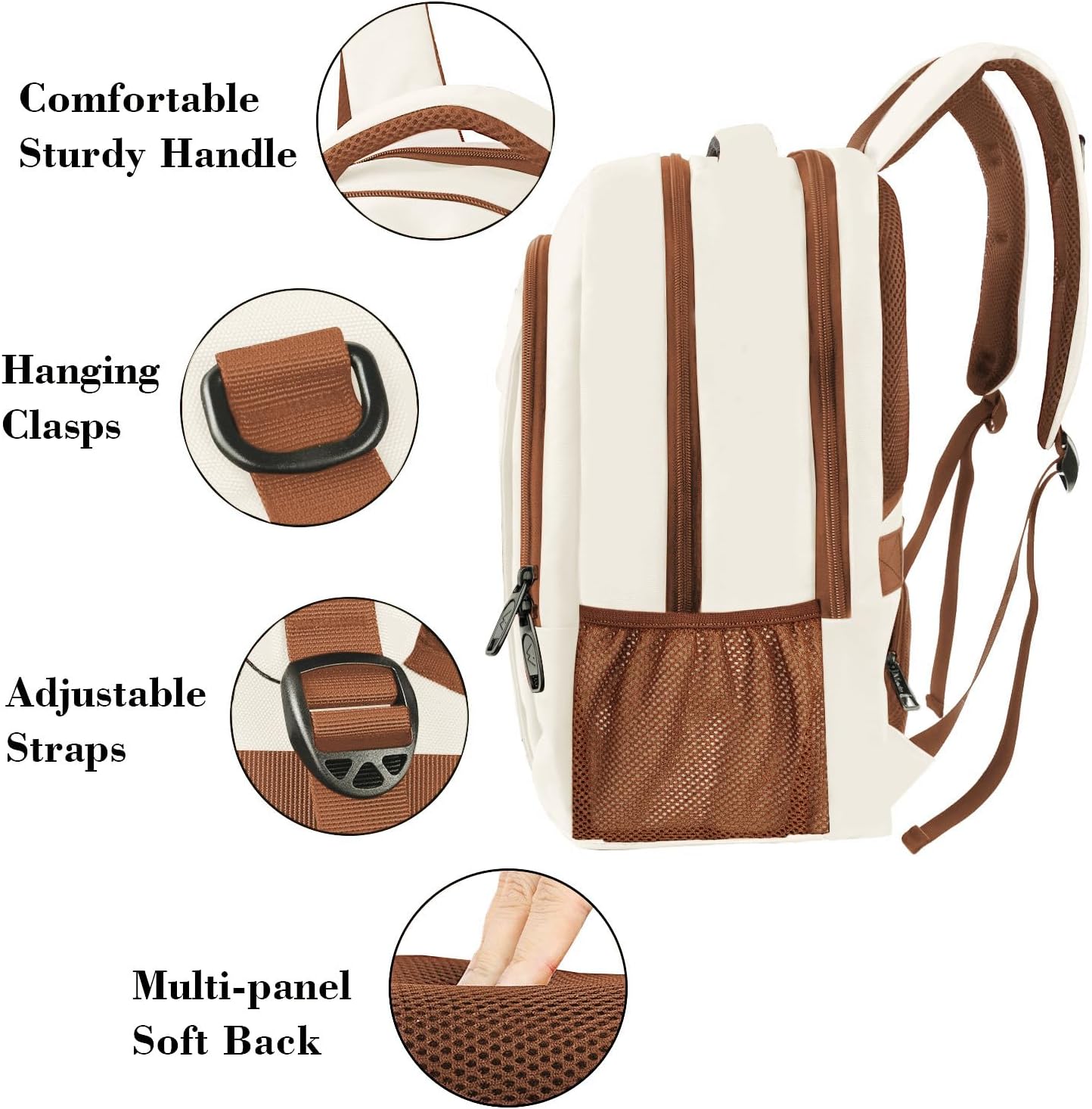 Beige Brown Mlassic Laptop Travel Backpack