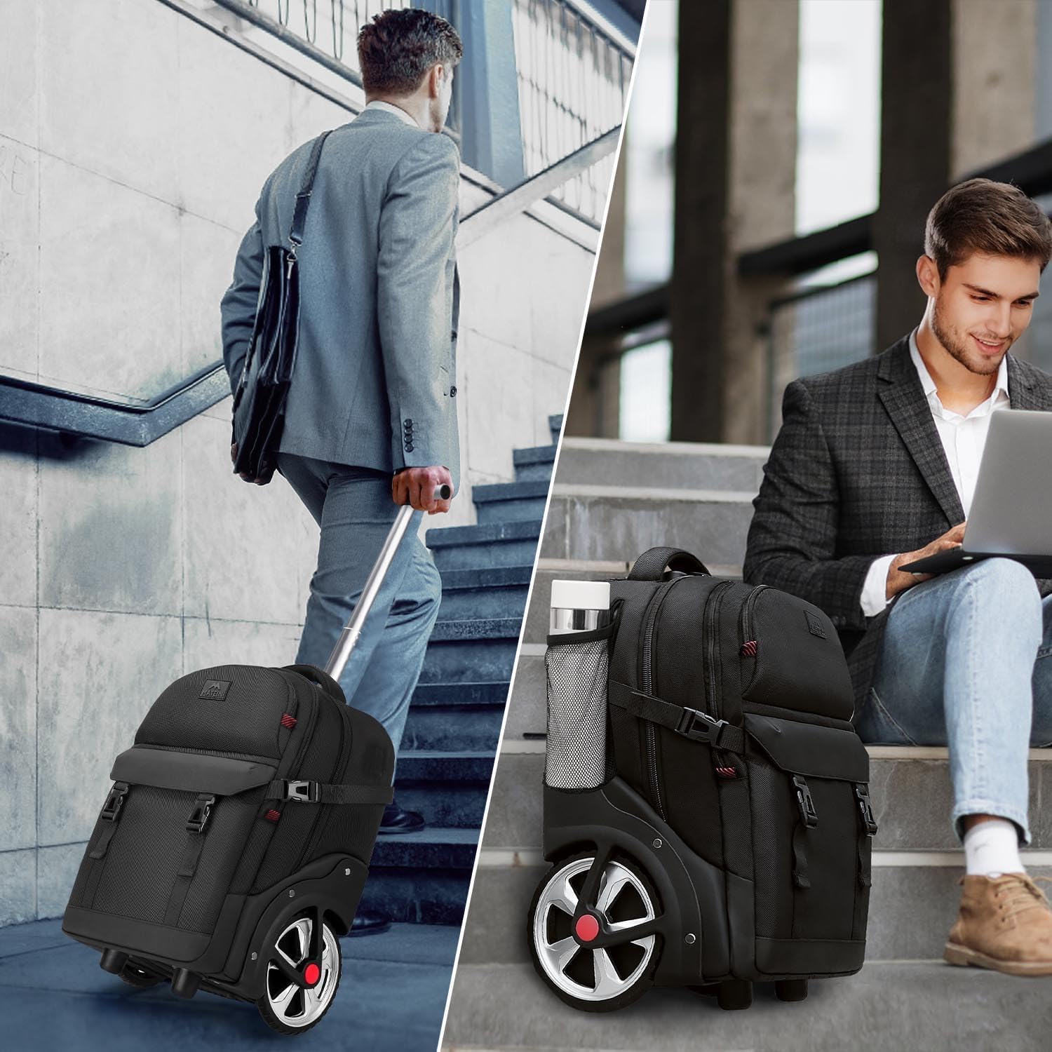 MATEIN Rolling Backpack with Combination Lock, 17 Inch Large Wheeled Backpack with USB Charging Port MATEIN Rolling Backpack with Combination Lock, 17 Inch Large Wheeled Backpack with USB Charging Port