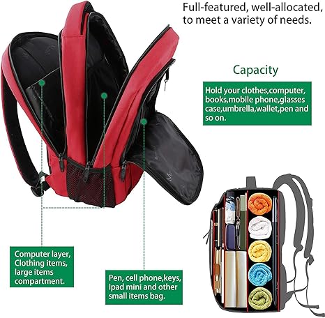 Red Mlassic Travel Laptop Backpack