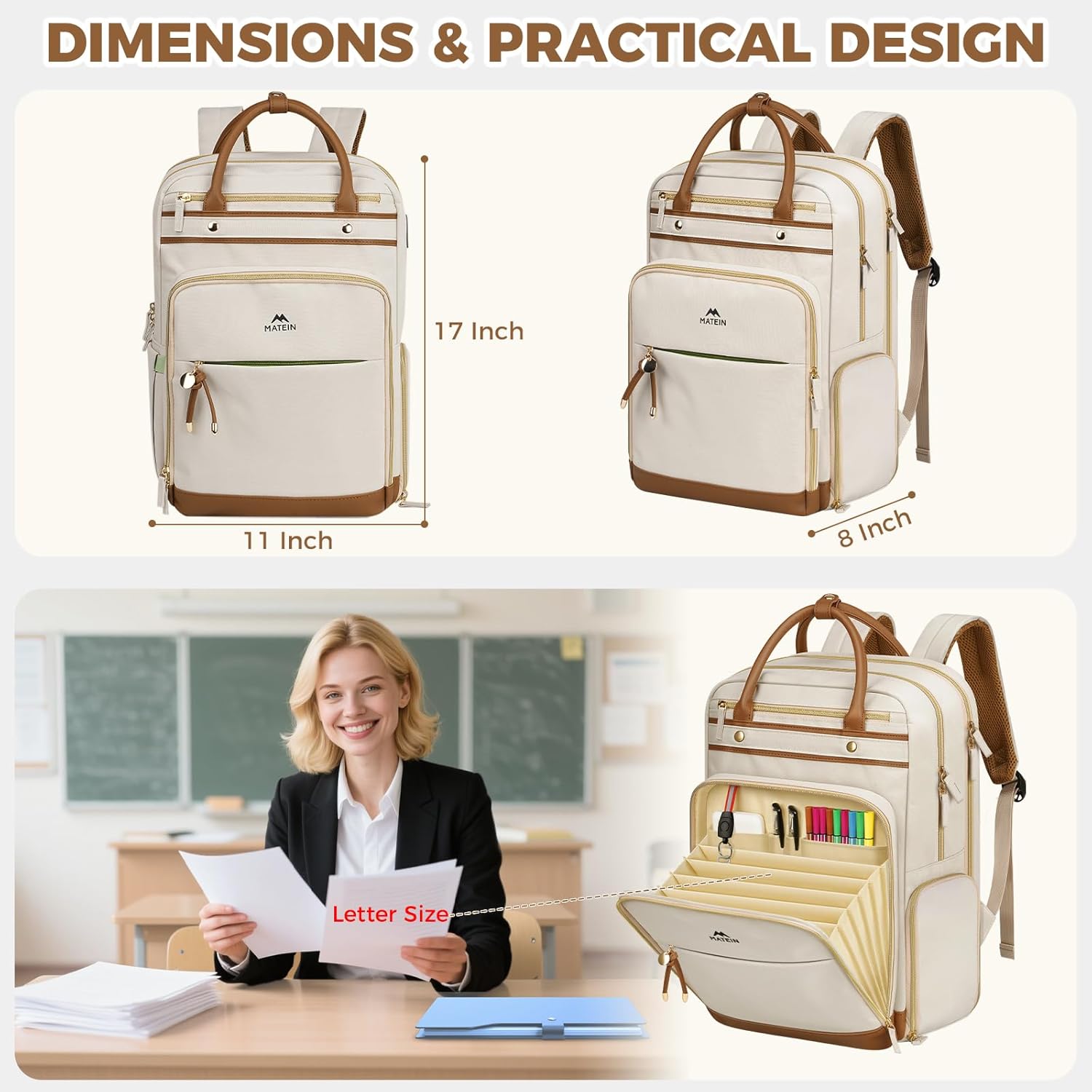 11 inch laptop backpack Matein Mlassic Travel Laptop Backpack with USB Charging Port