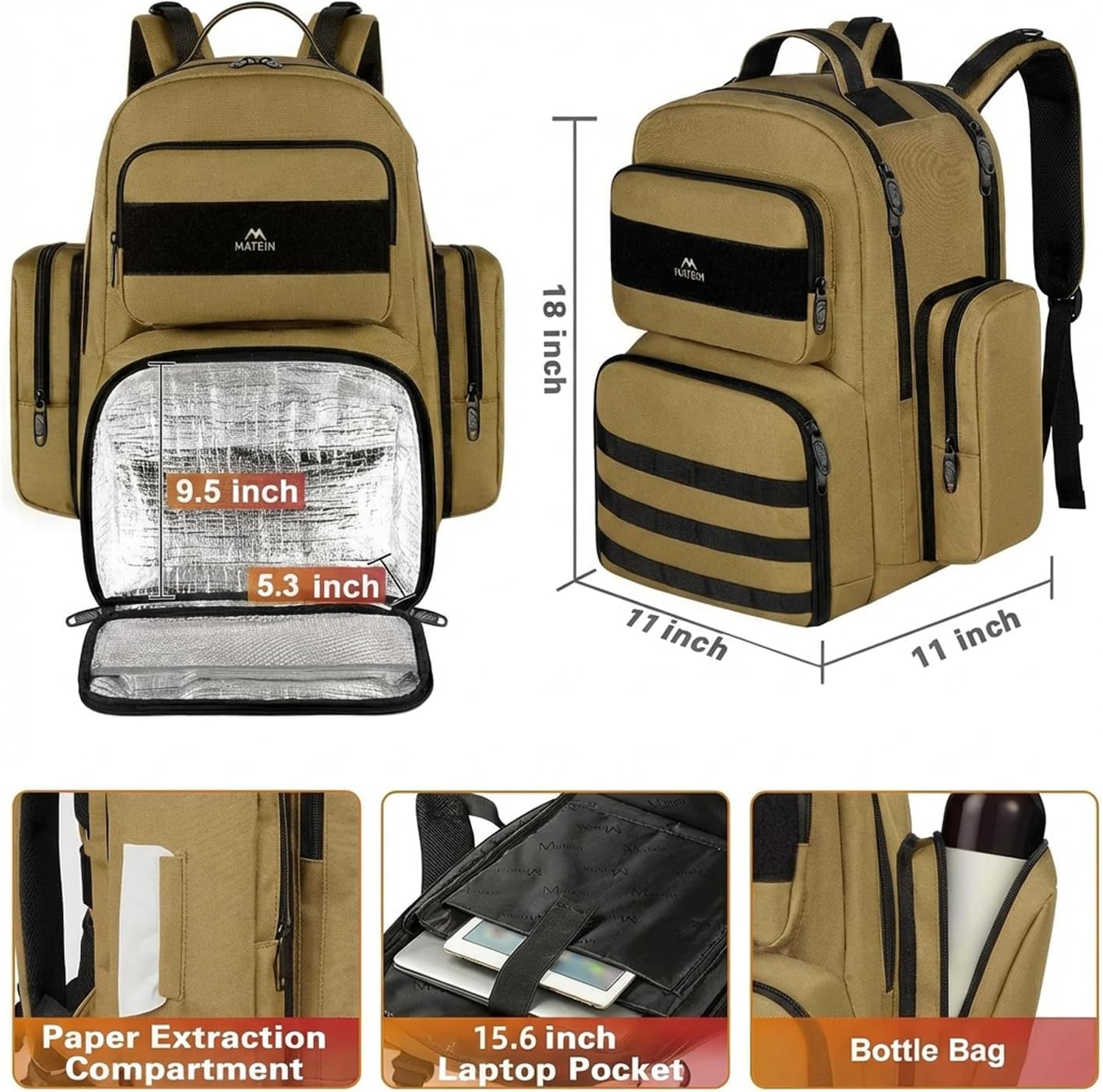 Matein Heavy Duty Backpack with Lunch Box Matein Heavy Duty Backpack with Lunch Box
