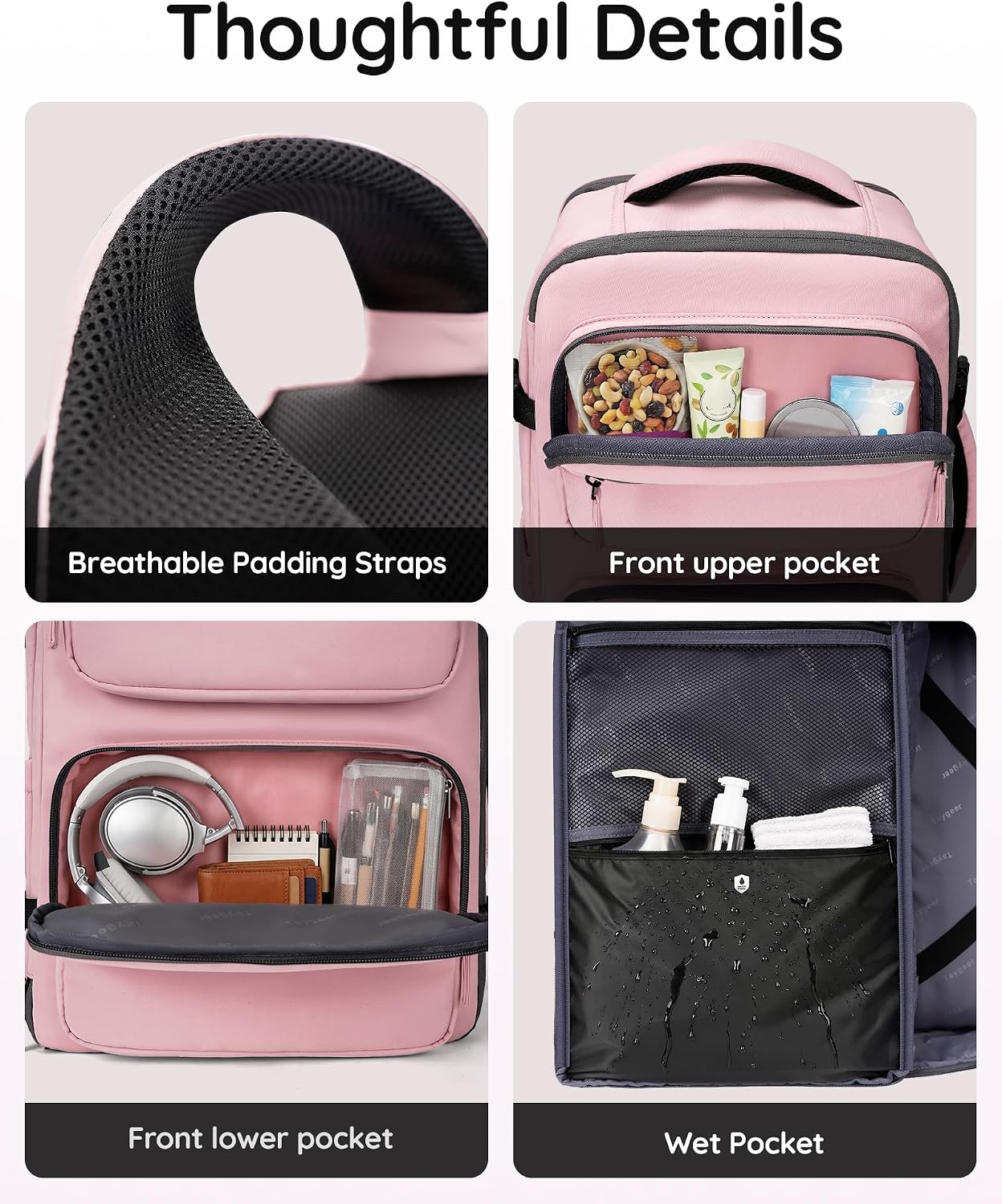 Taygeer Travel Backpack for Women, Travel Personal Item Bag with Shoe Pouch