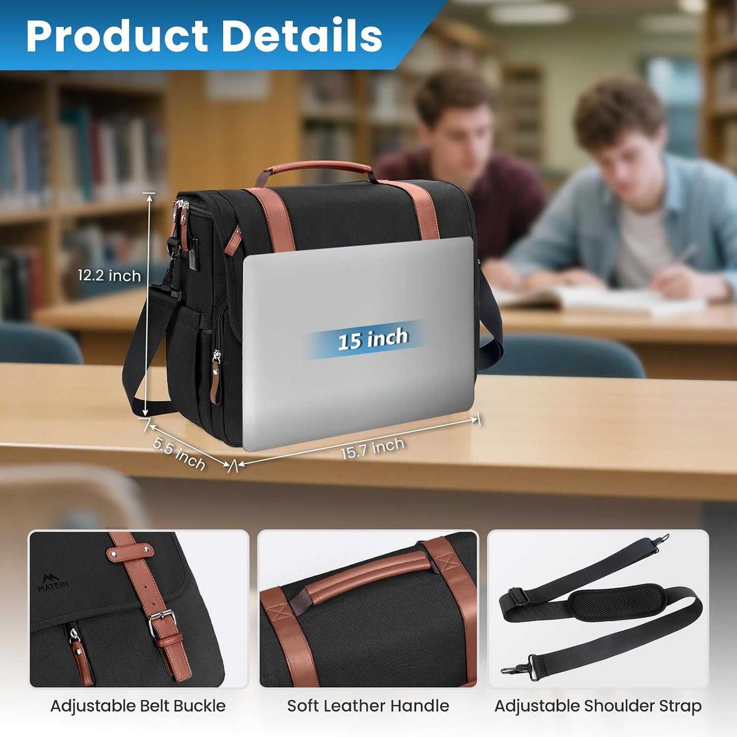 MATEIN Messenger Bag with USB Charging Port