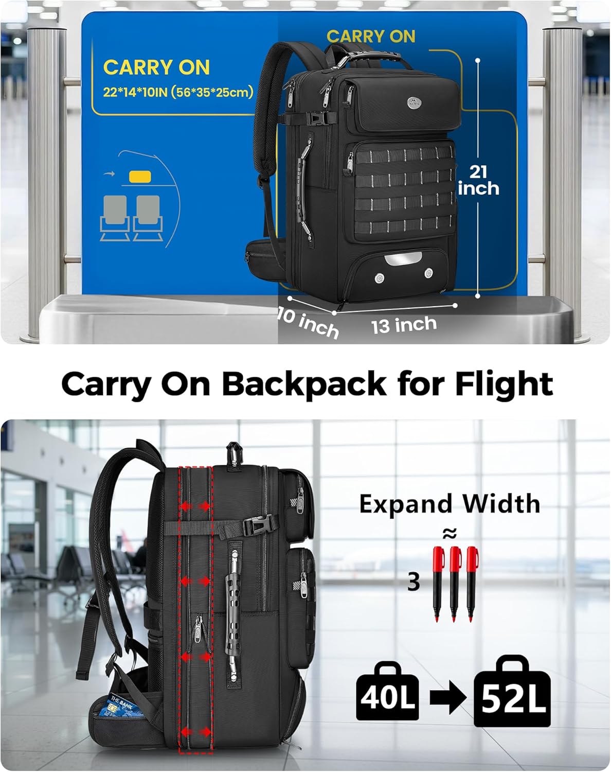 Pro Travel Backpack with 3 Packing Cubes