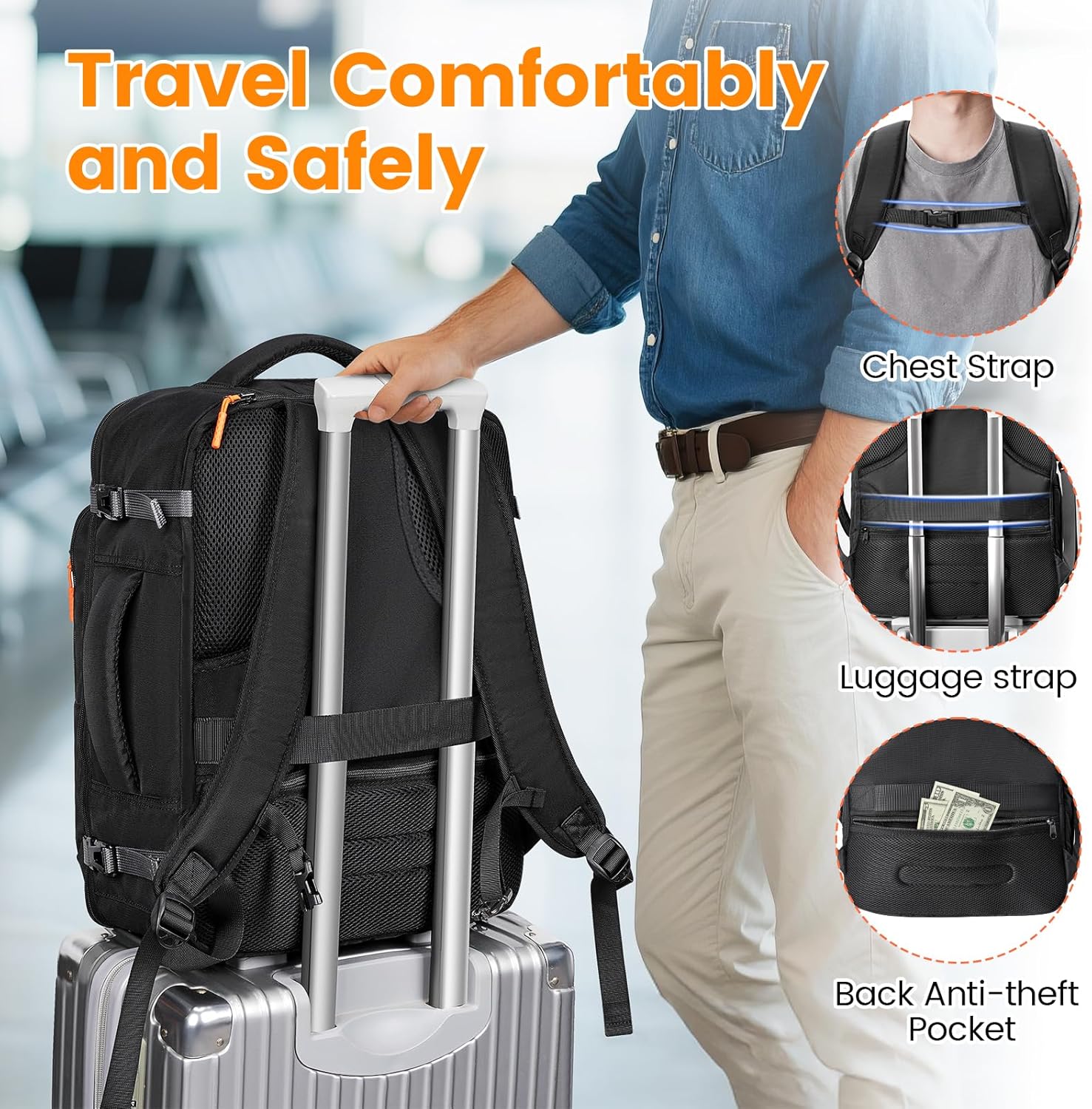 back opening travel backpack Matein Carry-on Travel Backpack