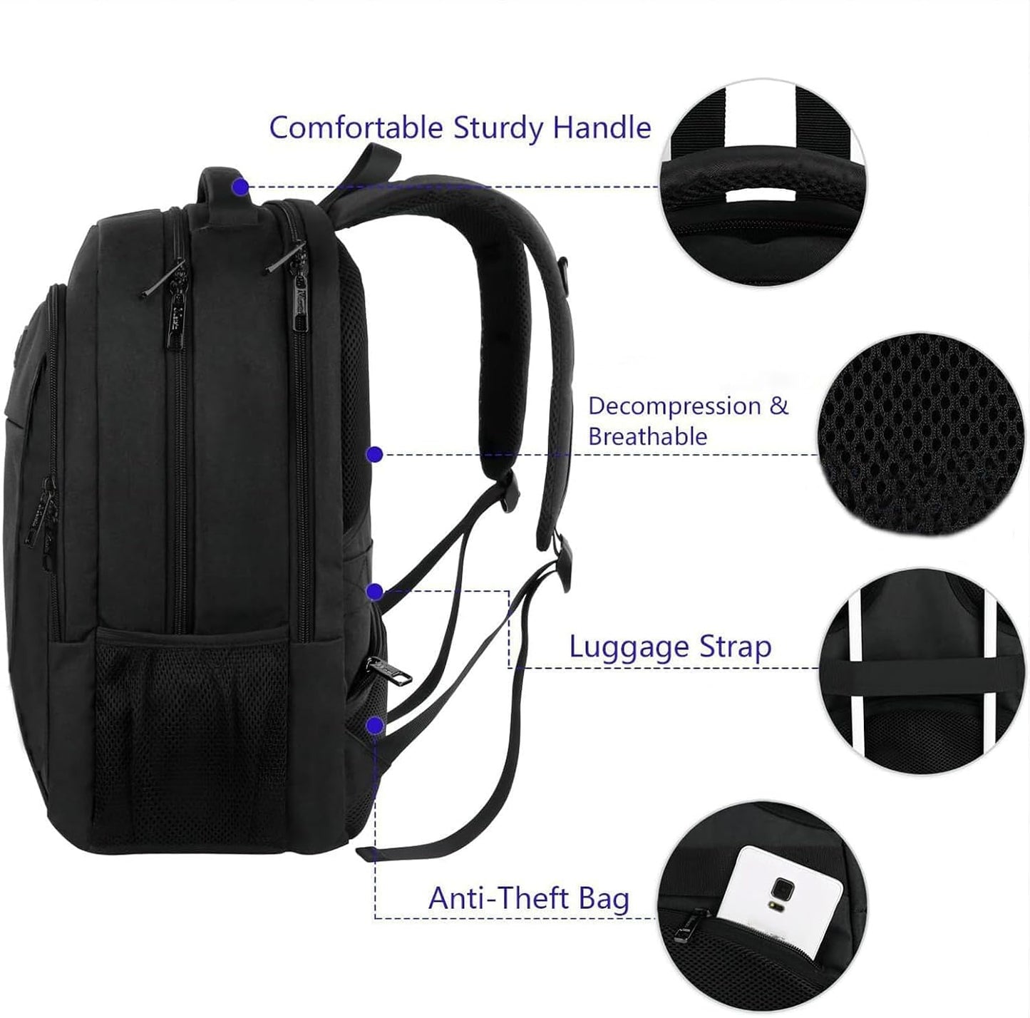 MATEIN Mochila Portatil Hombre Impermeable, Mochila Ordenador Portatil 15.6