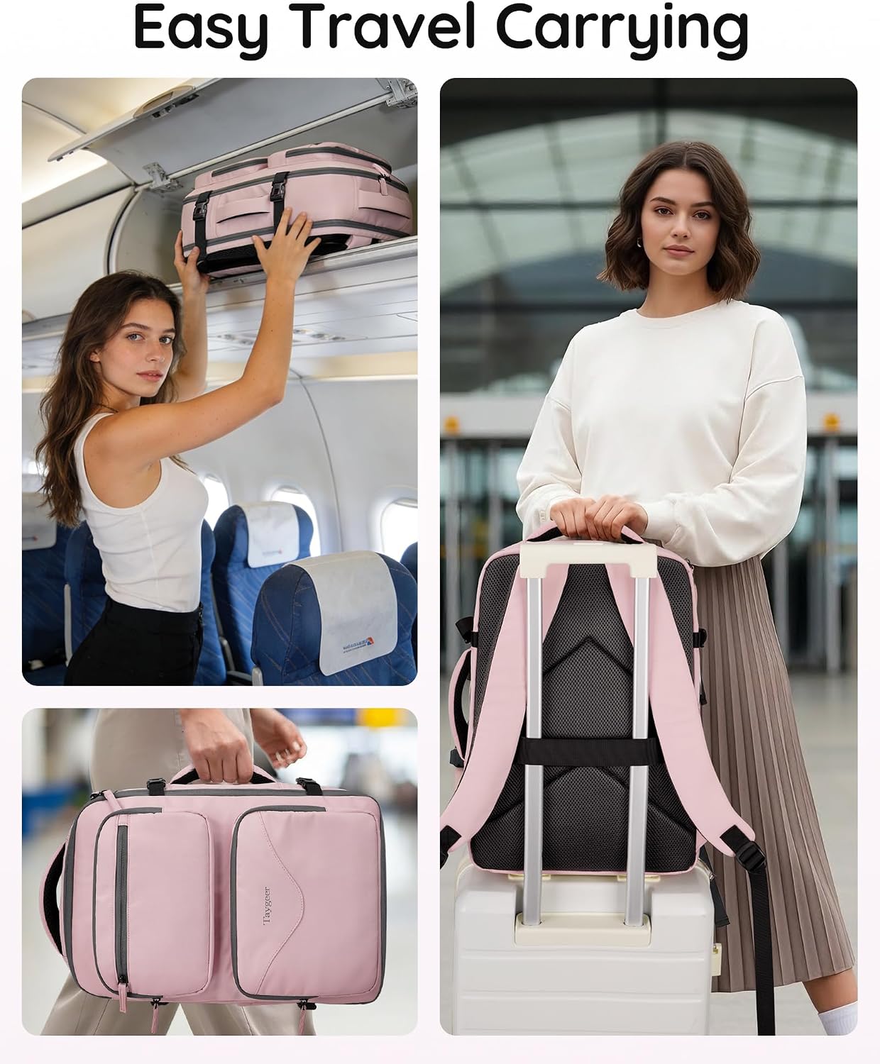 Taygeer Travel Backpack for Women, Travel Personal Item Bag with Shoe Pouch