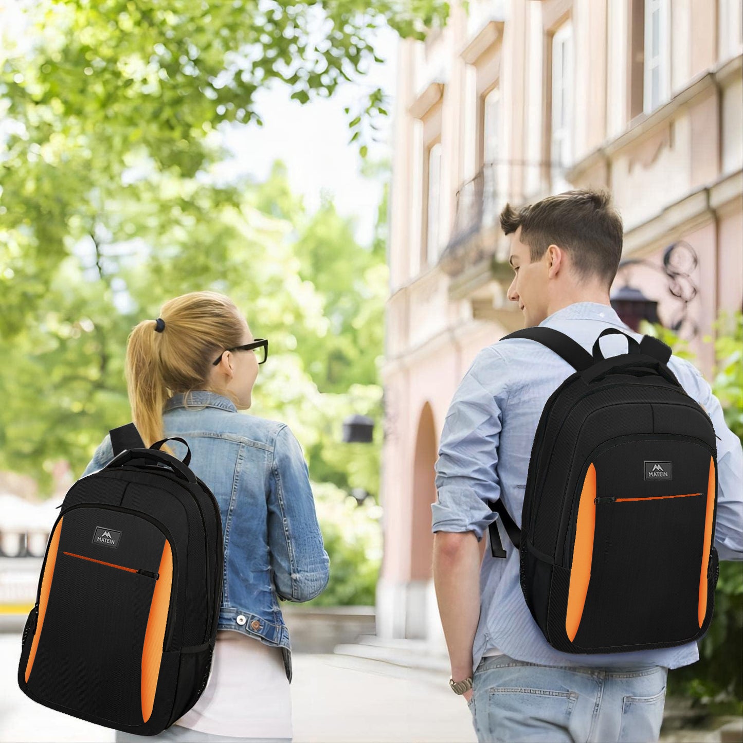 Black Organge Mlassic Laptop Travel Backpack