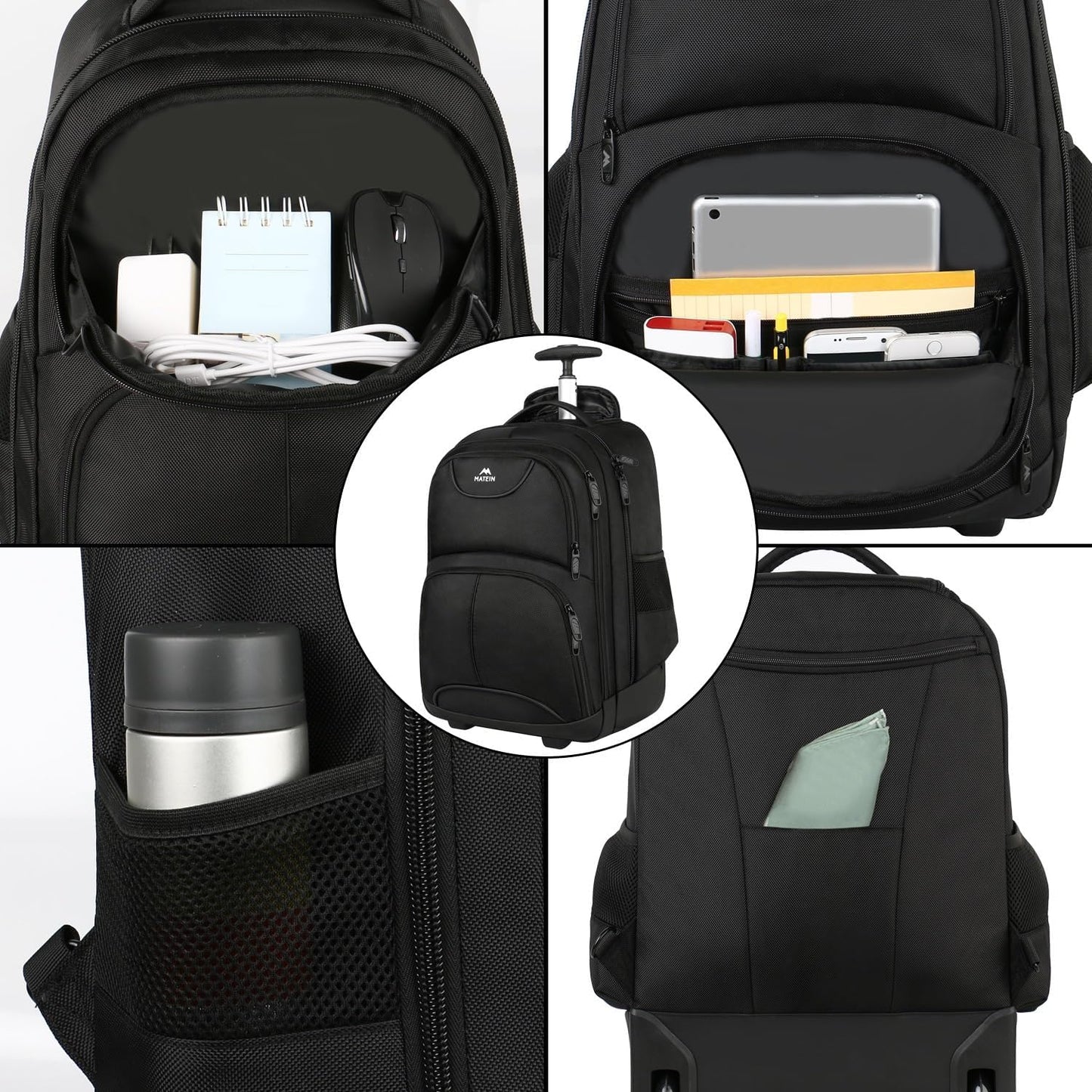 MATEIN Wheeled Backpack, 18 inch Laptop Backpack with Wheels