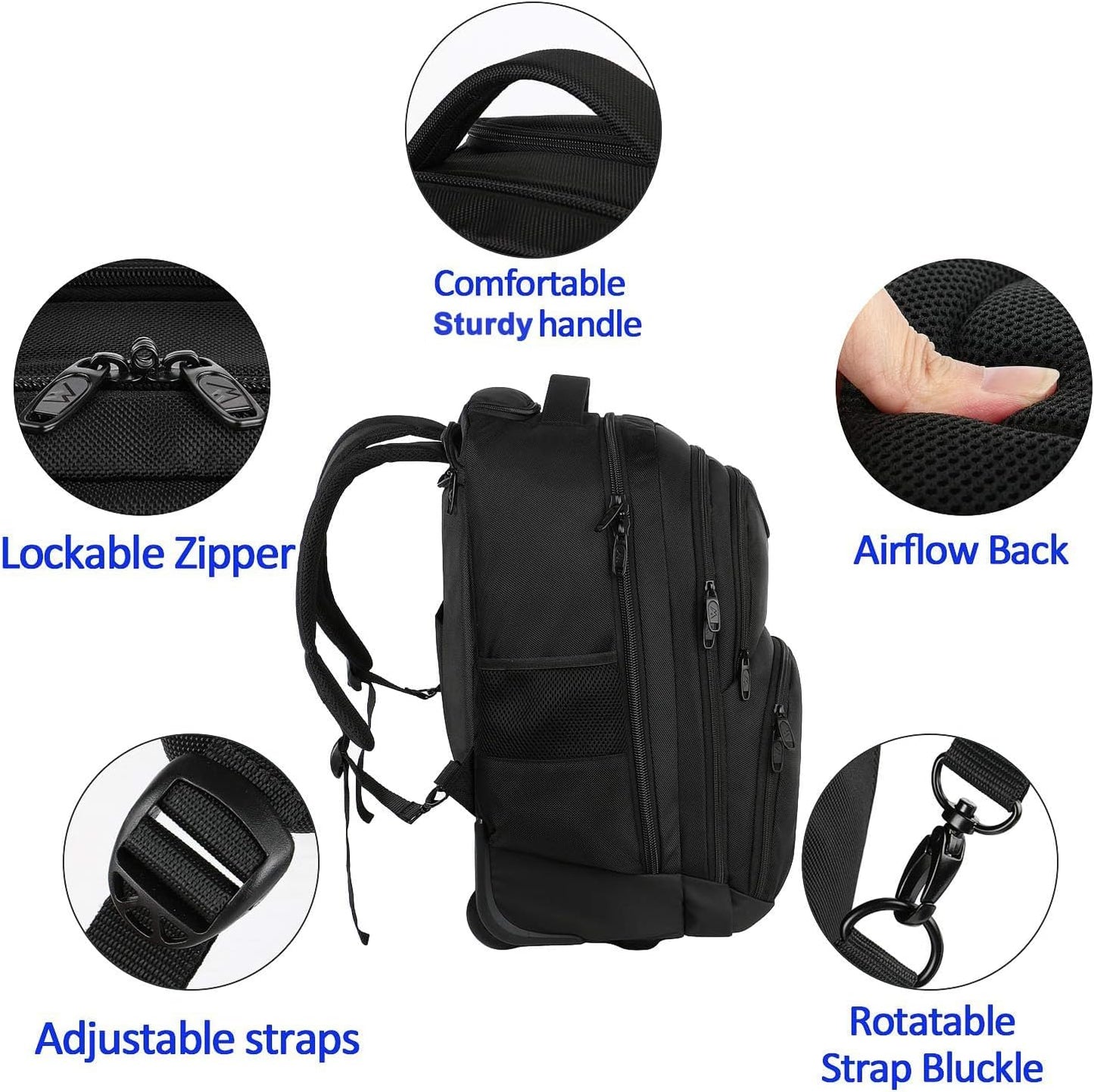MATEIN Wheeled Backpack, 18 inch Laptop Backpack with Wheels