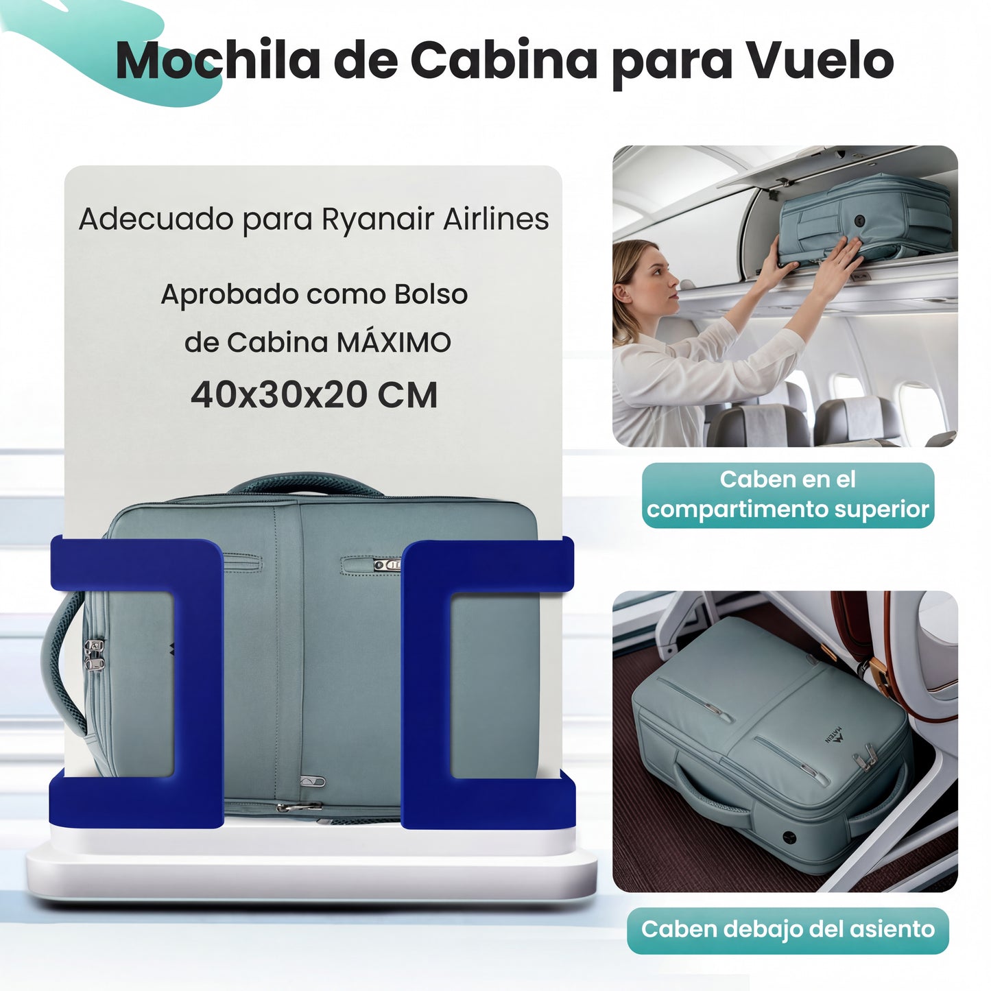 Mochila Viaje 40x30x20 con Bolsa Impermeable