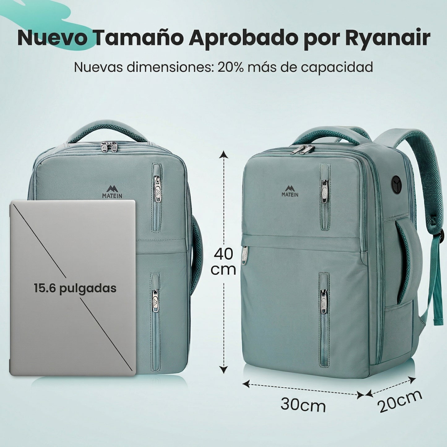 Mochila Viaje 40x30x20 con Bolsa Impermeable