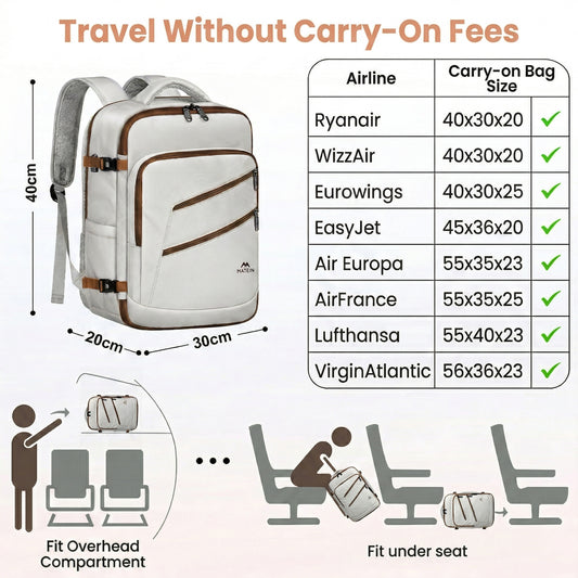 Travel Backpack Cabin Size with Lockable Zipper